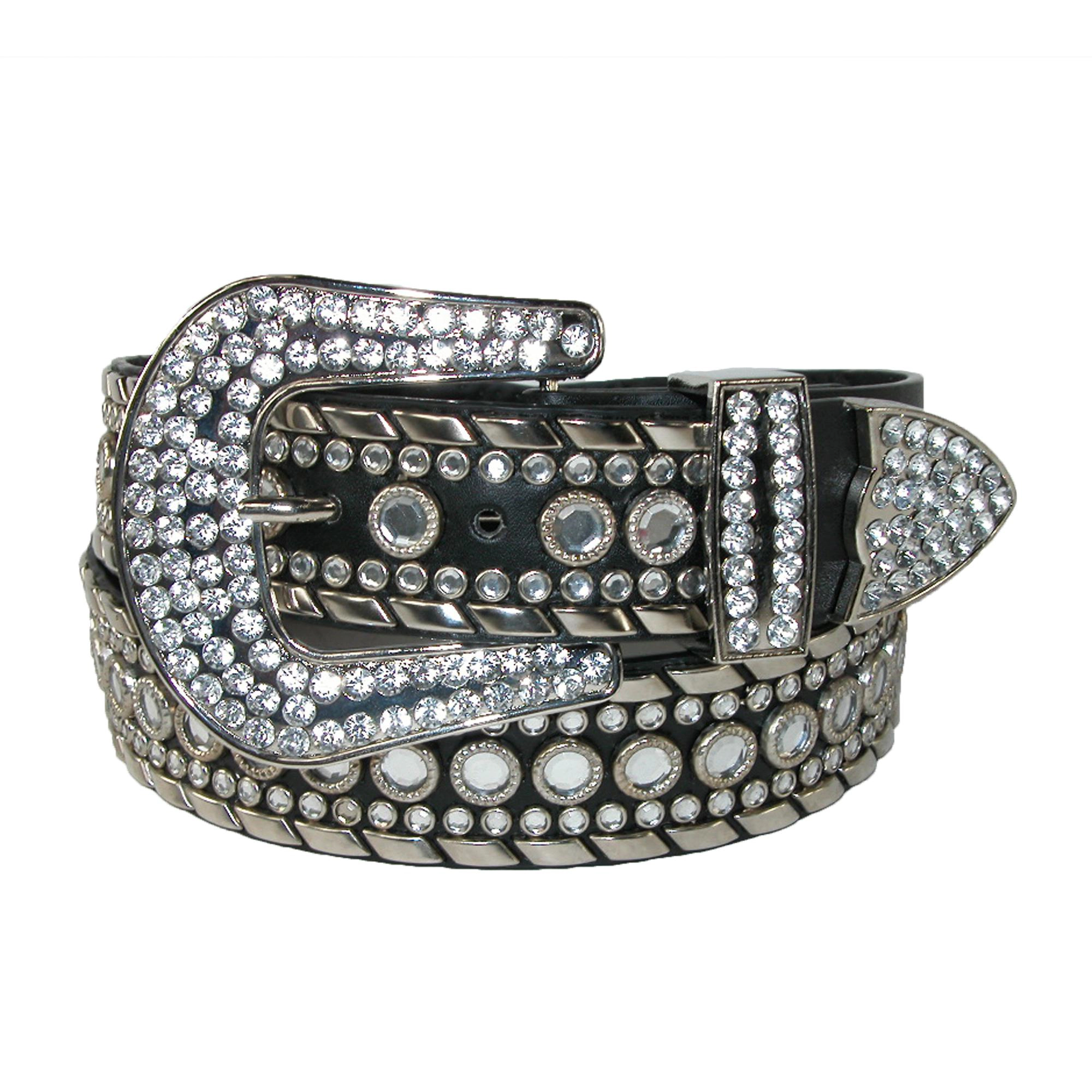 CTM Women's Western Rhinestone Belt 1.5 Inch Wide Bling Cowgirl (Plus Available)