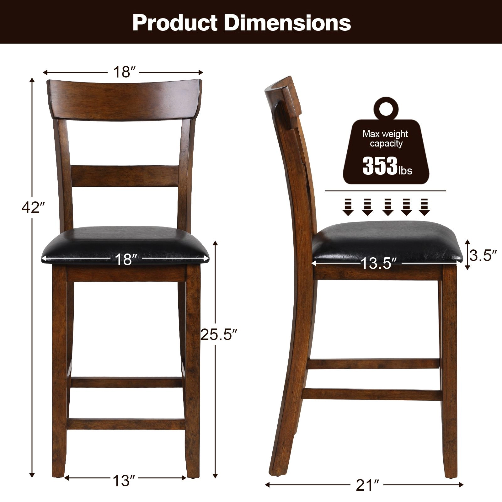 SlickBlue Counter Height Kitchen Chairs with Wood Legs