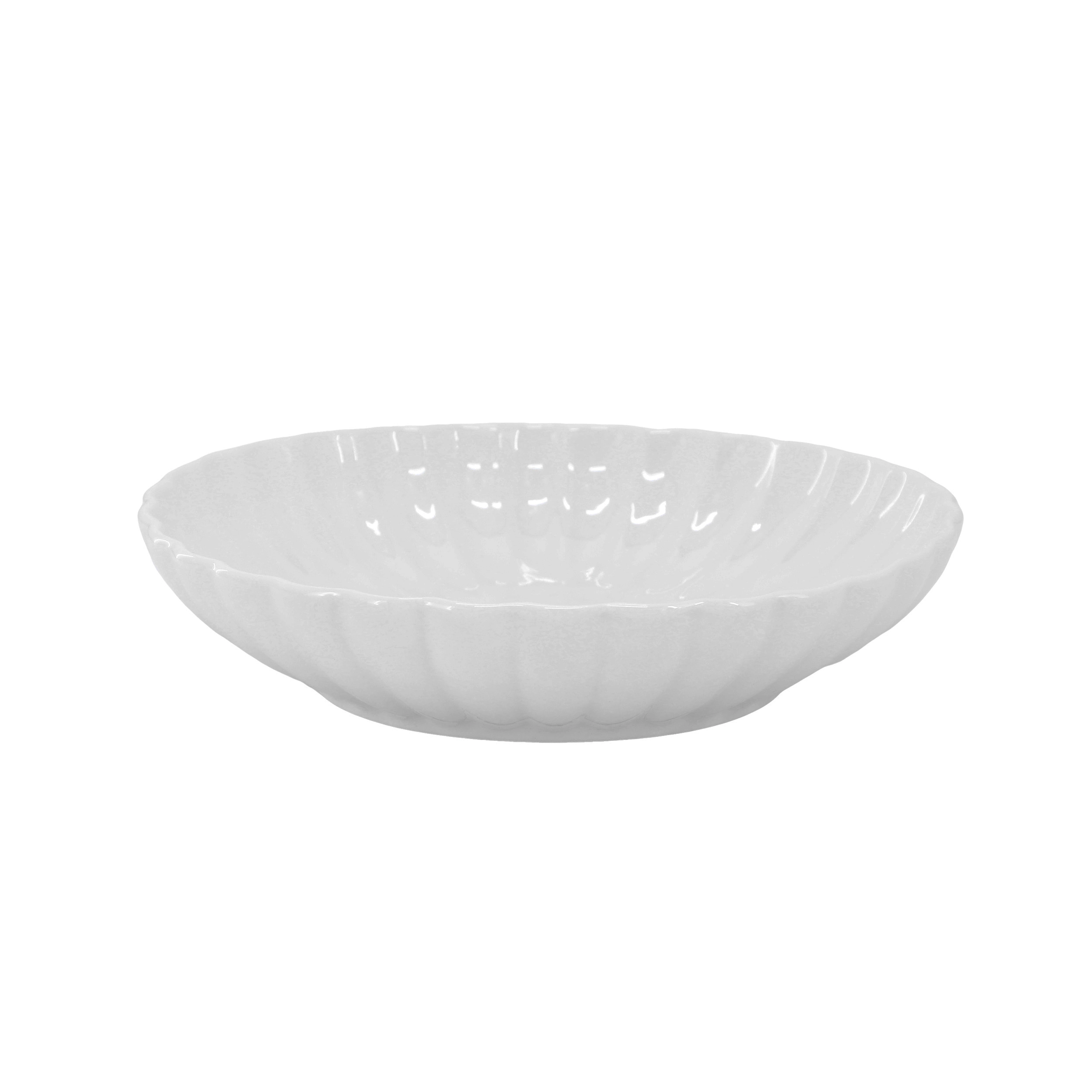 Elama Jane 16 Piece Scalloped Double Bowl Porcelain Dinnerware Set in White