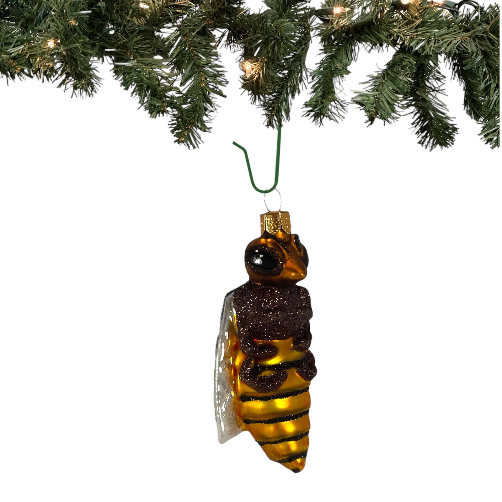 Pinnacle Peak Trading Company Yellow Honey Bee Polish Blown Glass Hanging Christmas Tree Ornament 3 inch