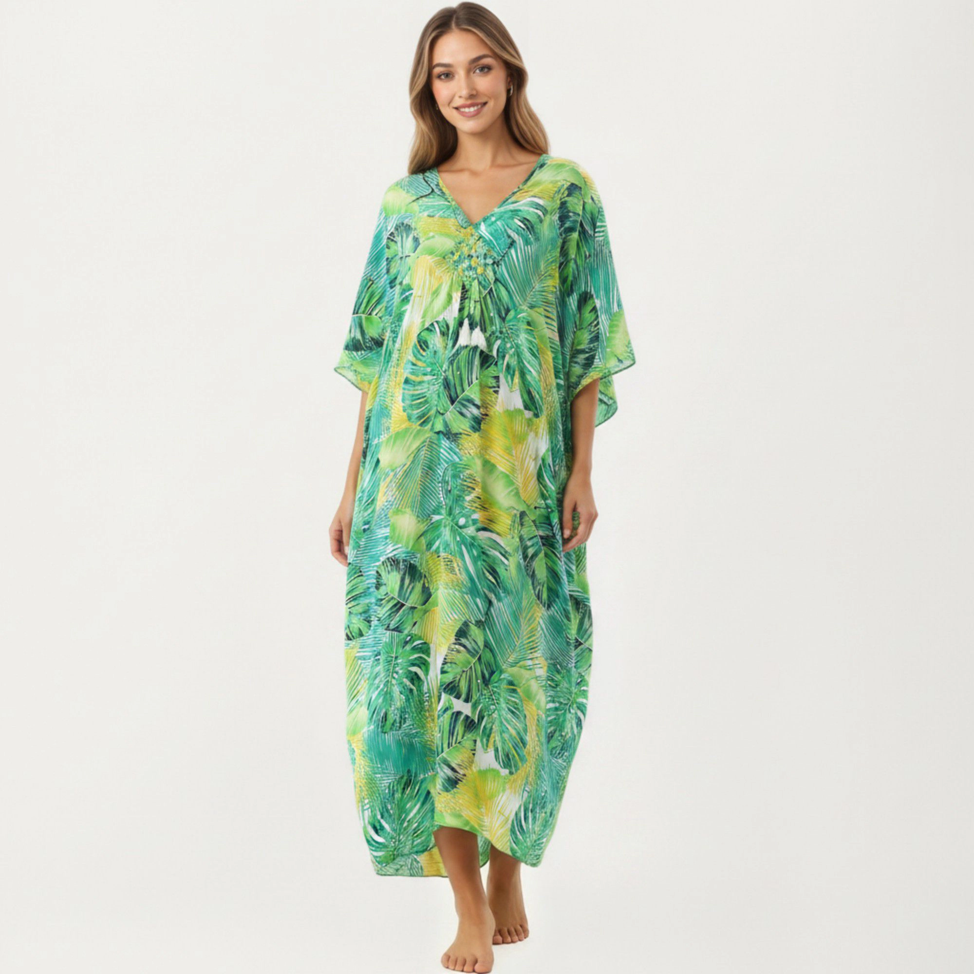 Anna-Kaci Women's Paisley Print Maxi Dress with V-Neckline Short Sleeves and Relaxed Flowing Silhouette