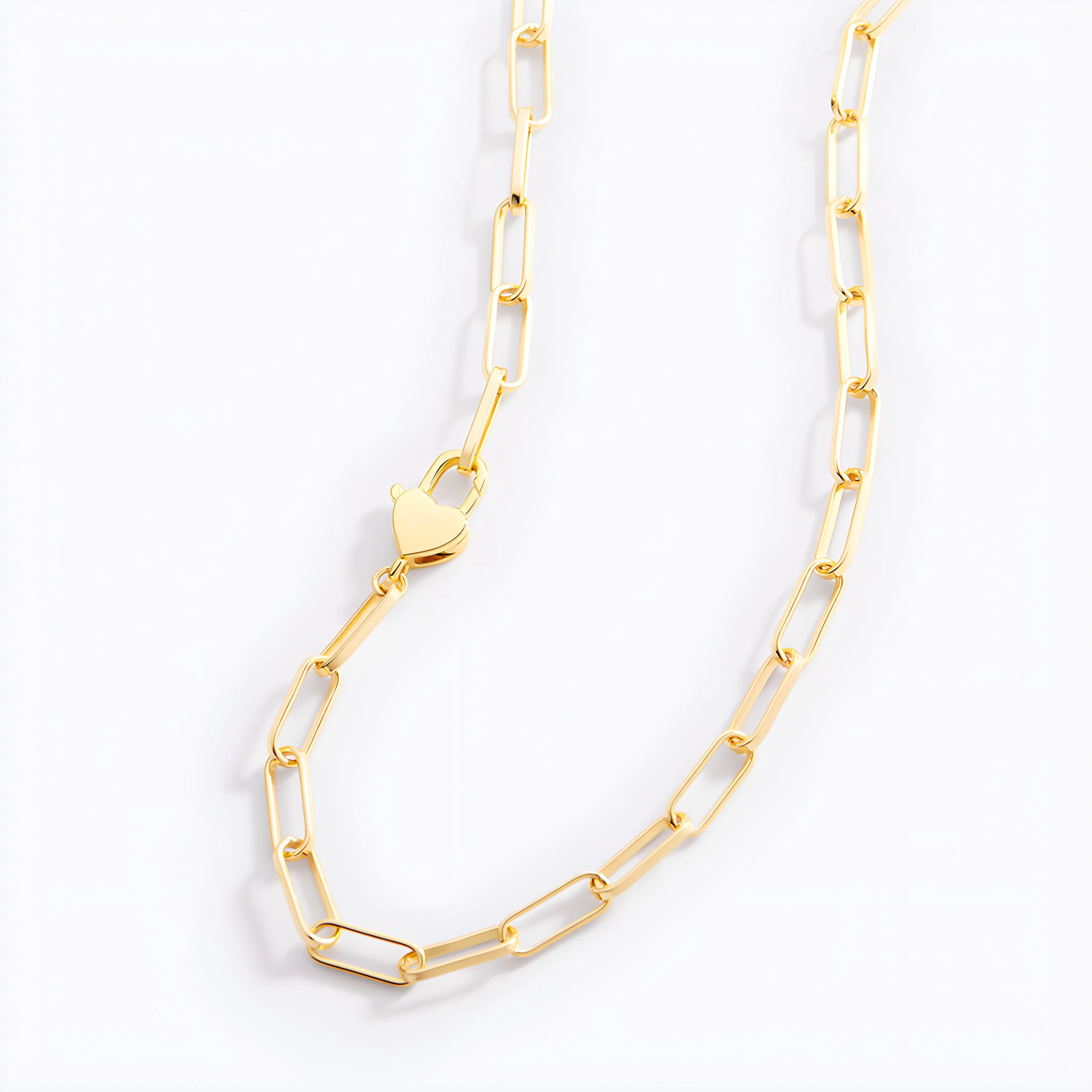 Mint & Lily Women's Heart Padlock Paperclip Chain Necklace