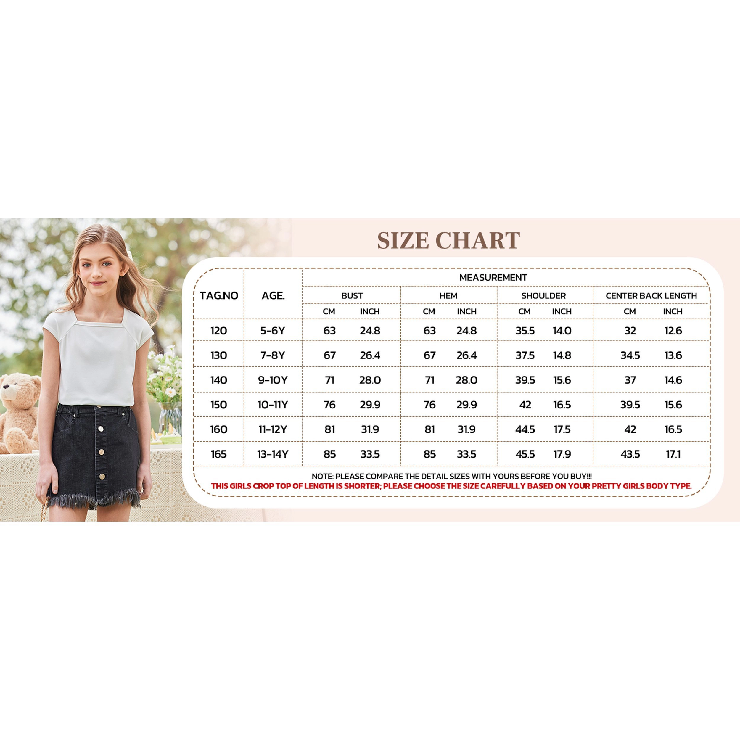 Arshiner Kids T Shirts Teen Girl Trendy Short Sleeve Crop Tops For Girls Square Neck