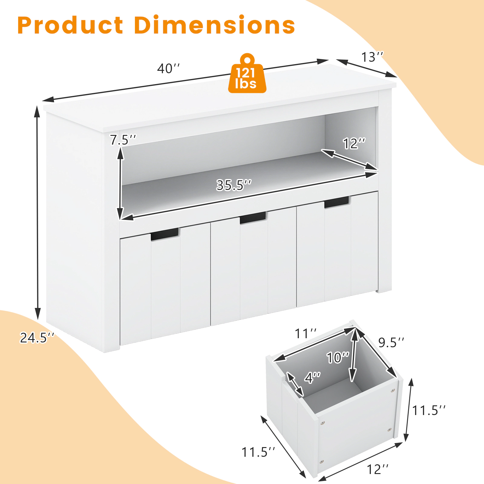 Hivvago Kids Storage Cabinet with Large Cube Shelf