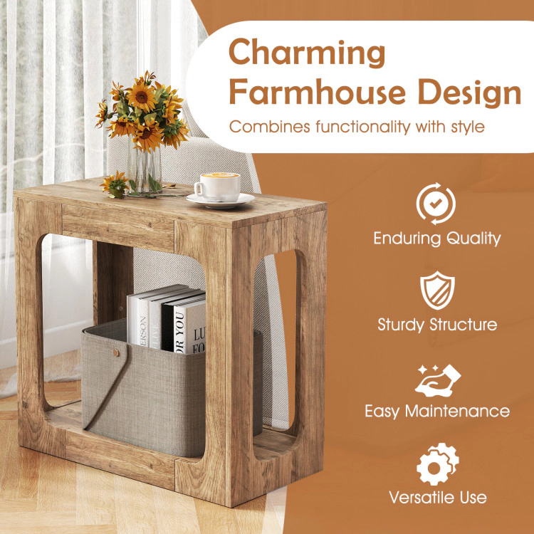 Hivvago 2-Tier End Table With Storage Shelf For Living Room