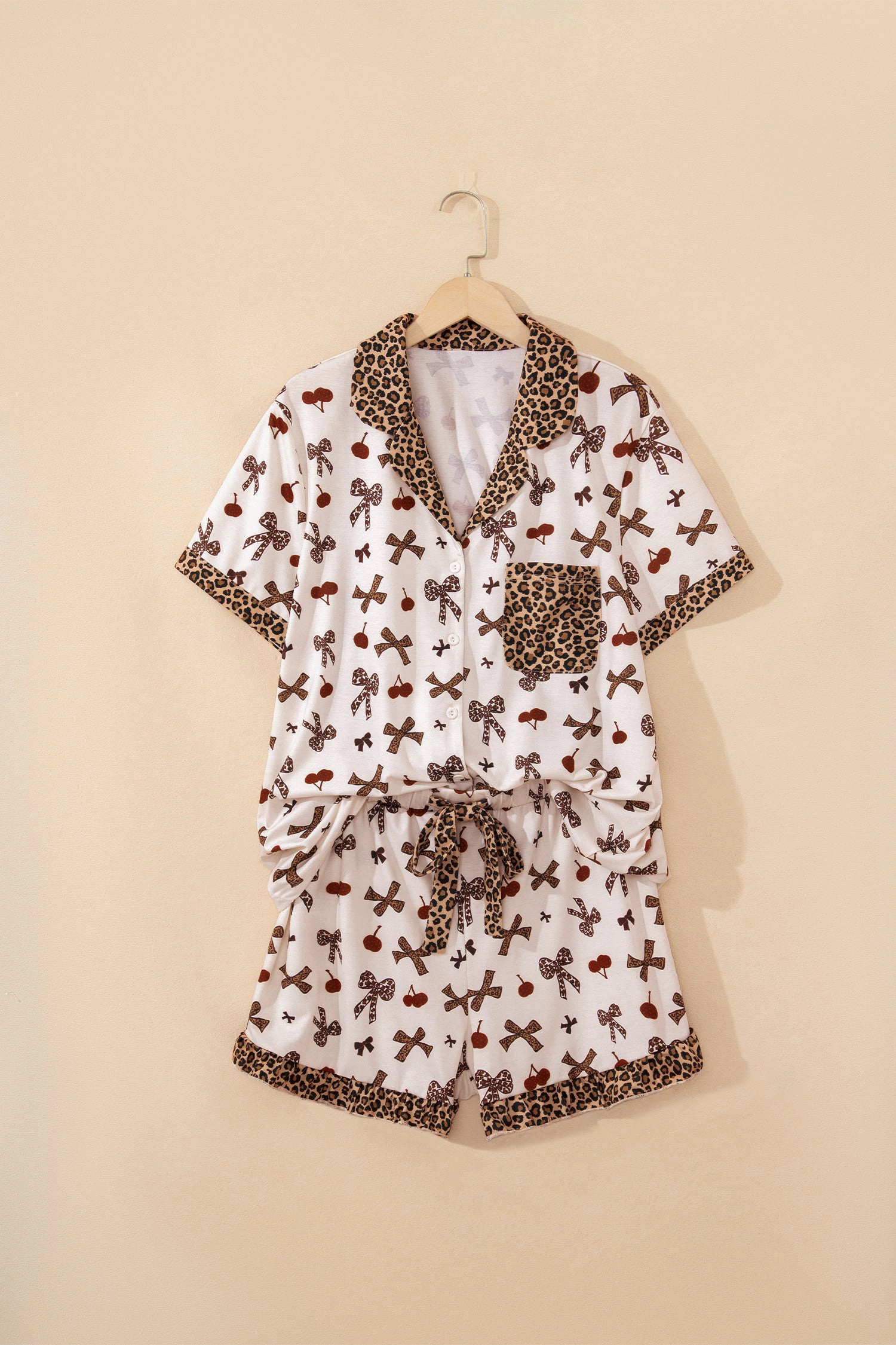 Threaded Pear Womens Della Patchwork Lounge Set - 2-Piece Short Pajama