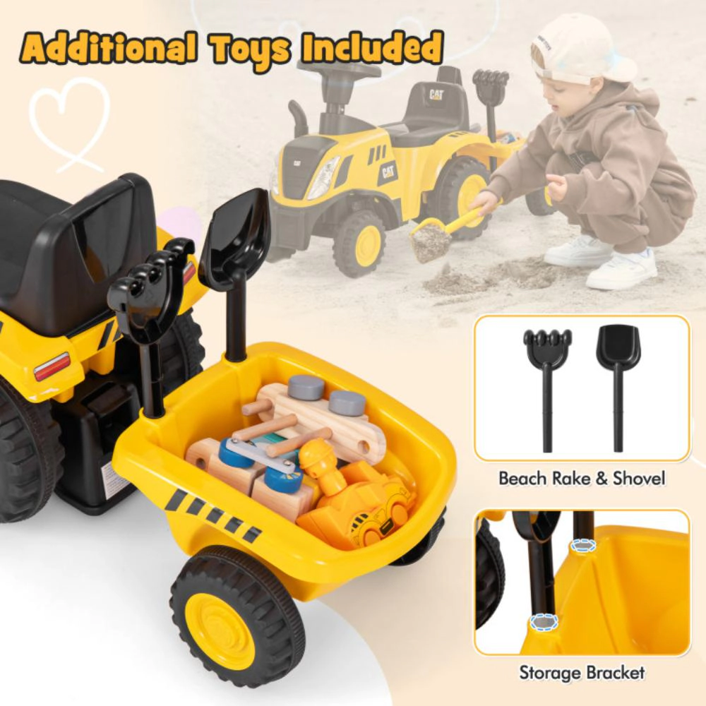 Hivvago Kids Ride on Tractor Licensed Caterpillar with Detachable Trailer No Power