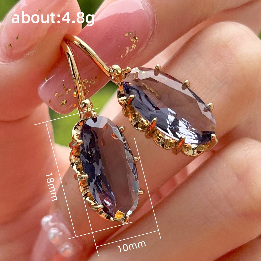 Wardrobe Whimsy Oval Cut Multi Color Cubic Zirconia Dangle Hook Earrings