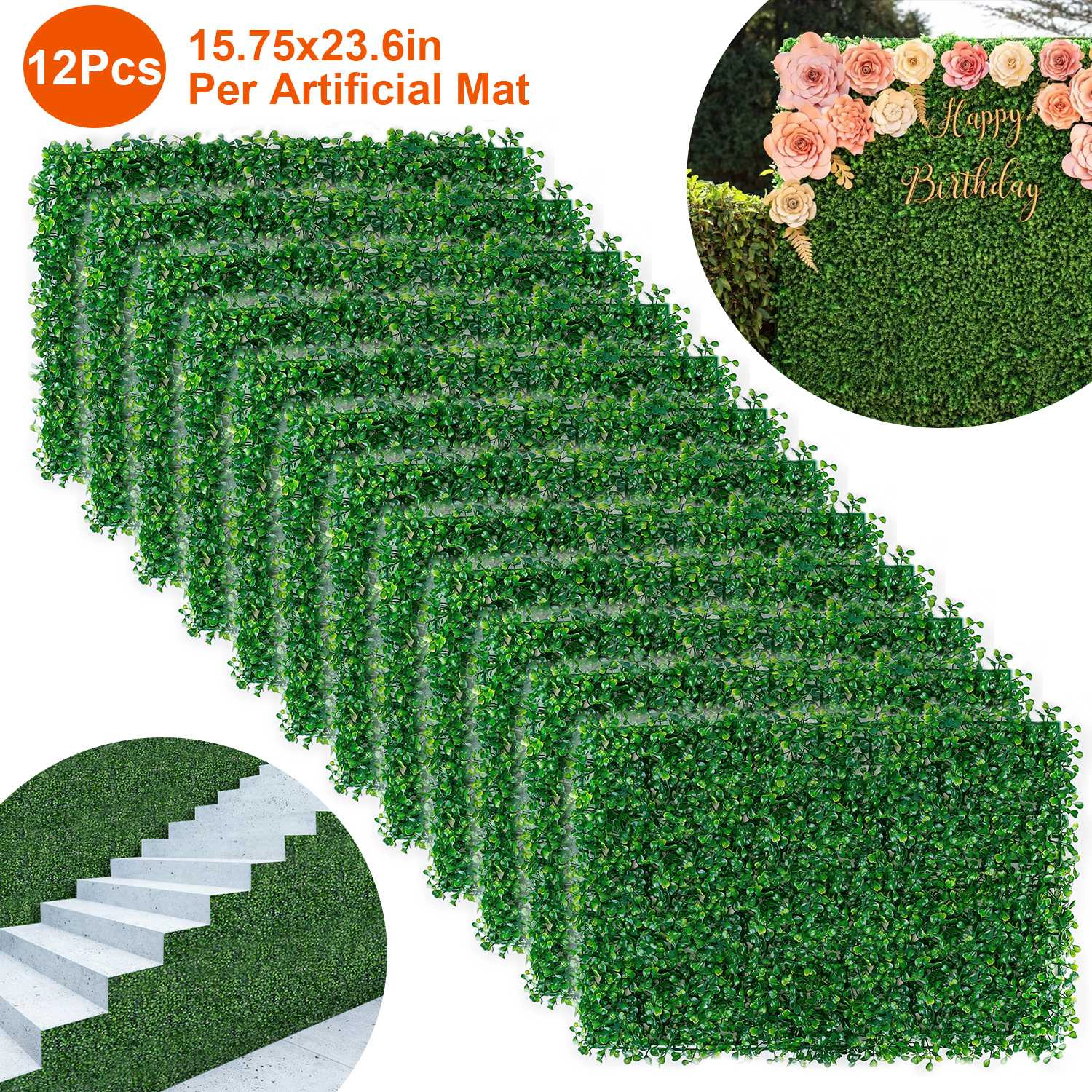 INova Unisex Artificial Boxwood Hedge Panel Set