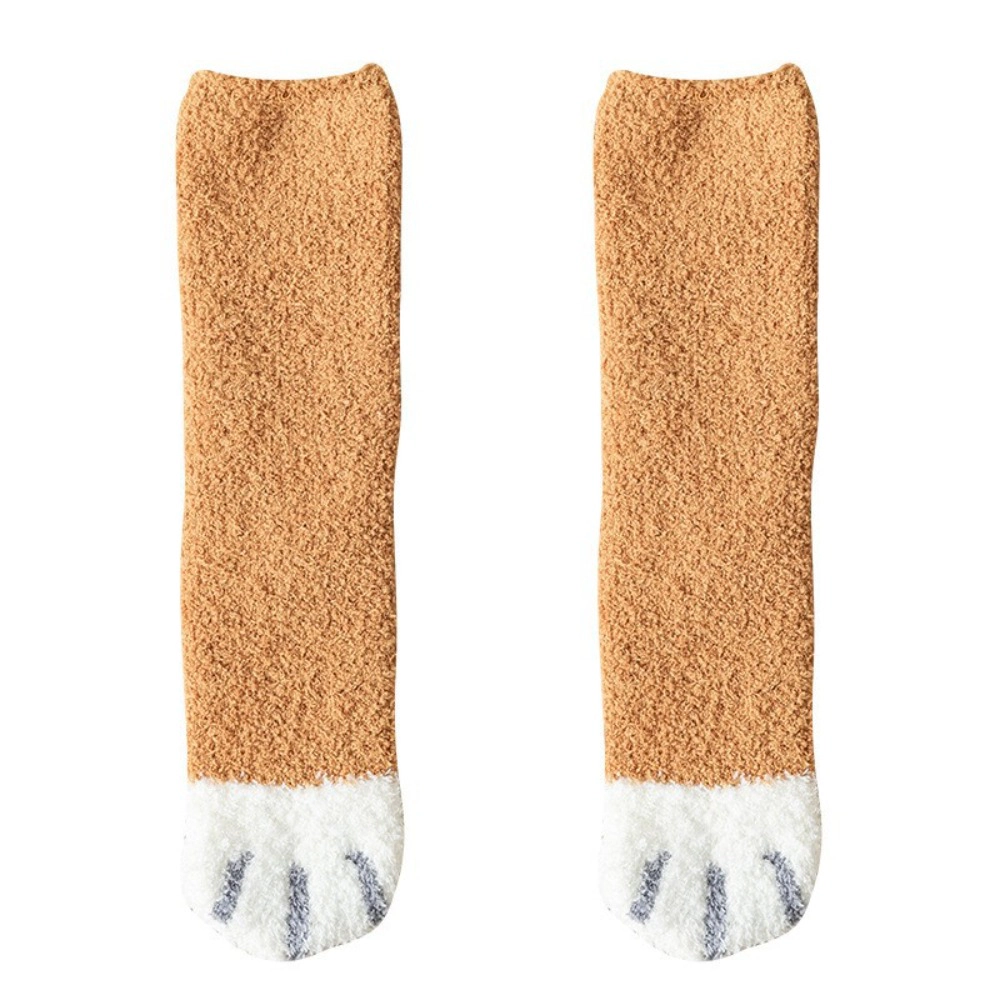 Wardrobe Whimsy 6 Pairs Women Cute Cat Paw Claw Fuzzy Socks Cozy Warm Fleece Socks