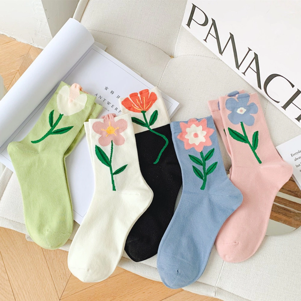 Wardrobe Whimsy 5 Pairs Cute Cotton Socks for Women Novelty Ankle Athletics Sock