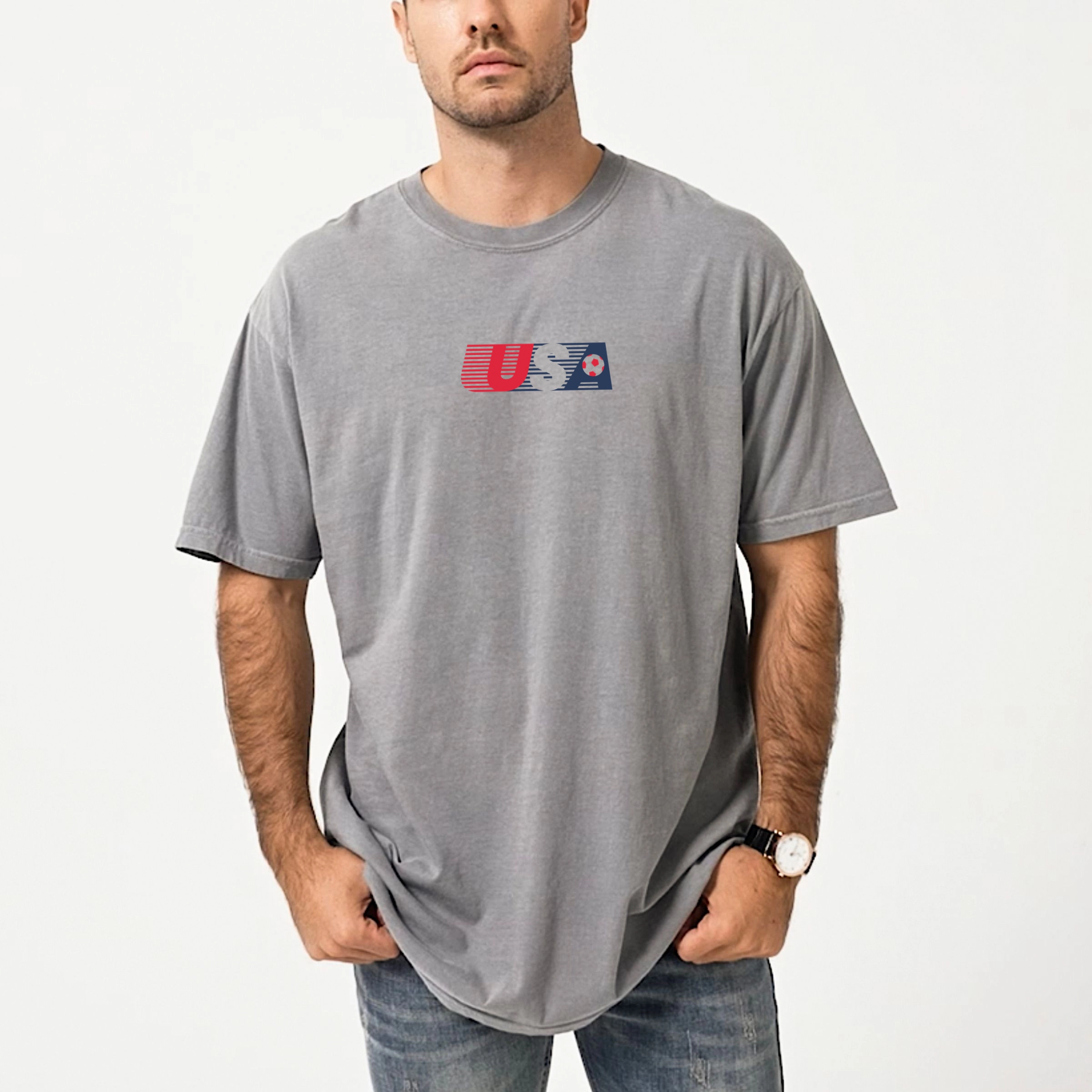 Simply Sage Market - Men's Garment Dyed Graphic T-Shirt USA Soccer Lines