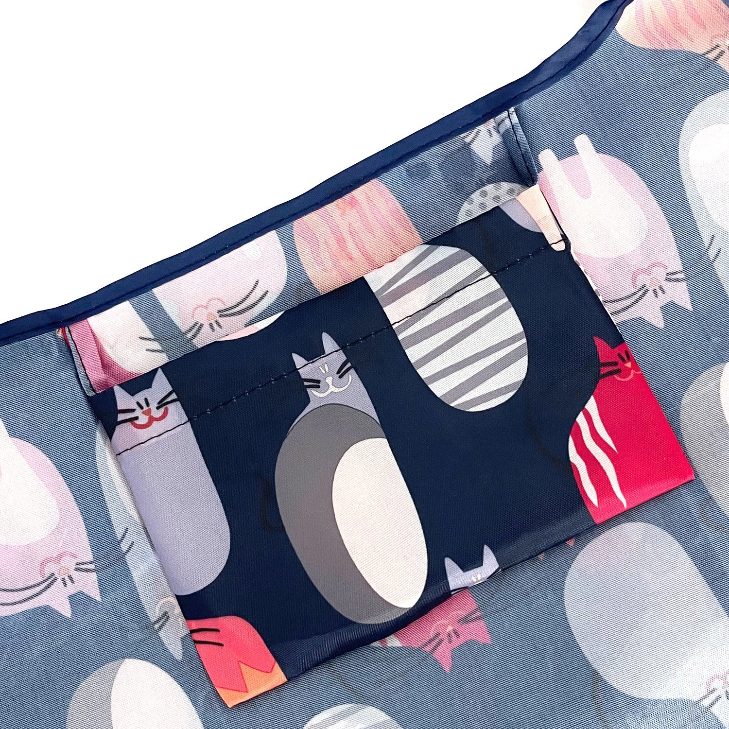 Wrapables Nylon Reusable Shopping Bags for Groceries (Set of 2) M, Stylish Kitties