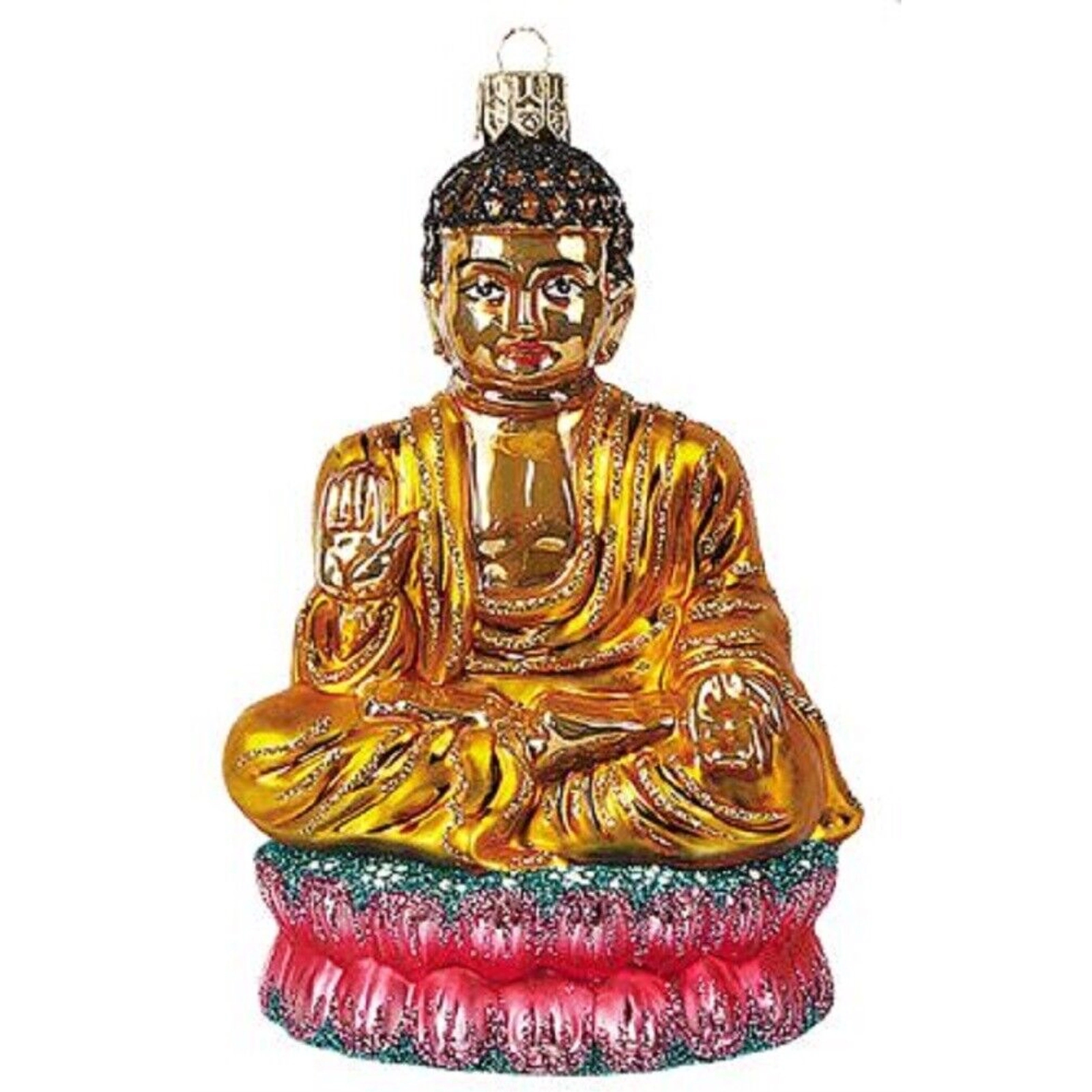 Pinnacle Peak Trading Company Seated Buddha Polish Glass Christmas Tree Ornament Religious Buddhism Decoration