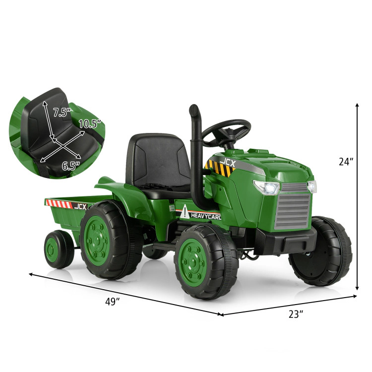 Hivvago 12V Kids Ride On Tractor with Trailer and Remote Control