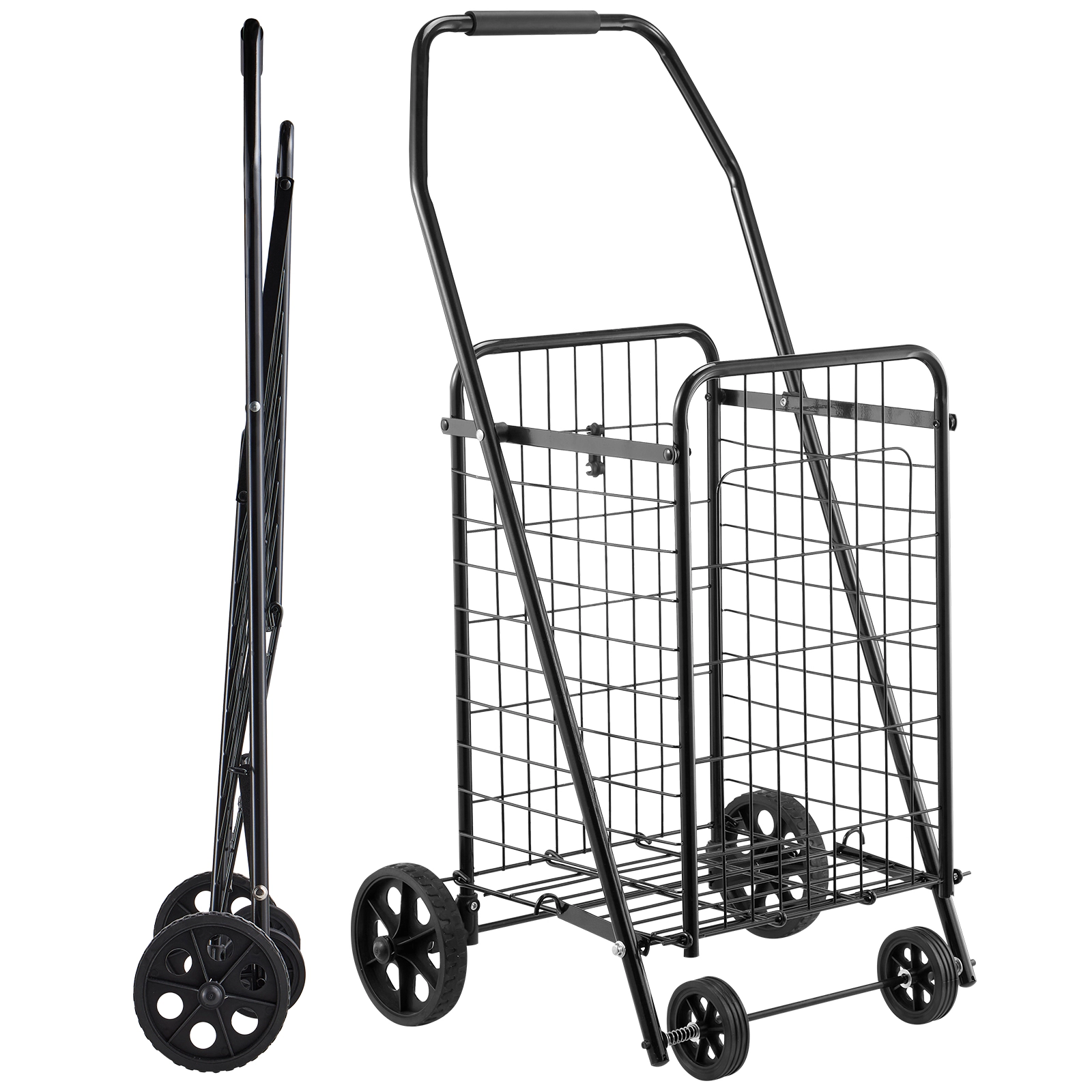HONGGE Heavy Duty Laundry Cart with Swivel Wheels, Large Load Capacity Shopping Basket for Grocery Camping Luggage