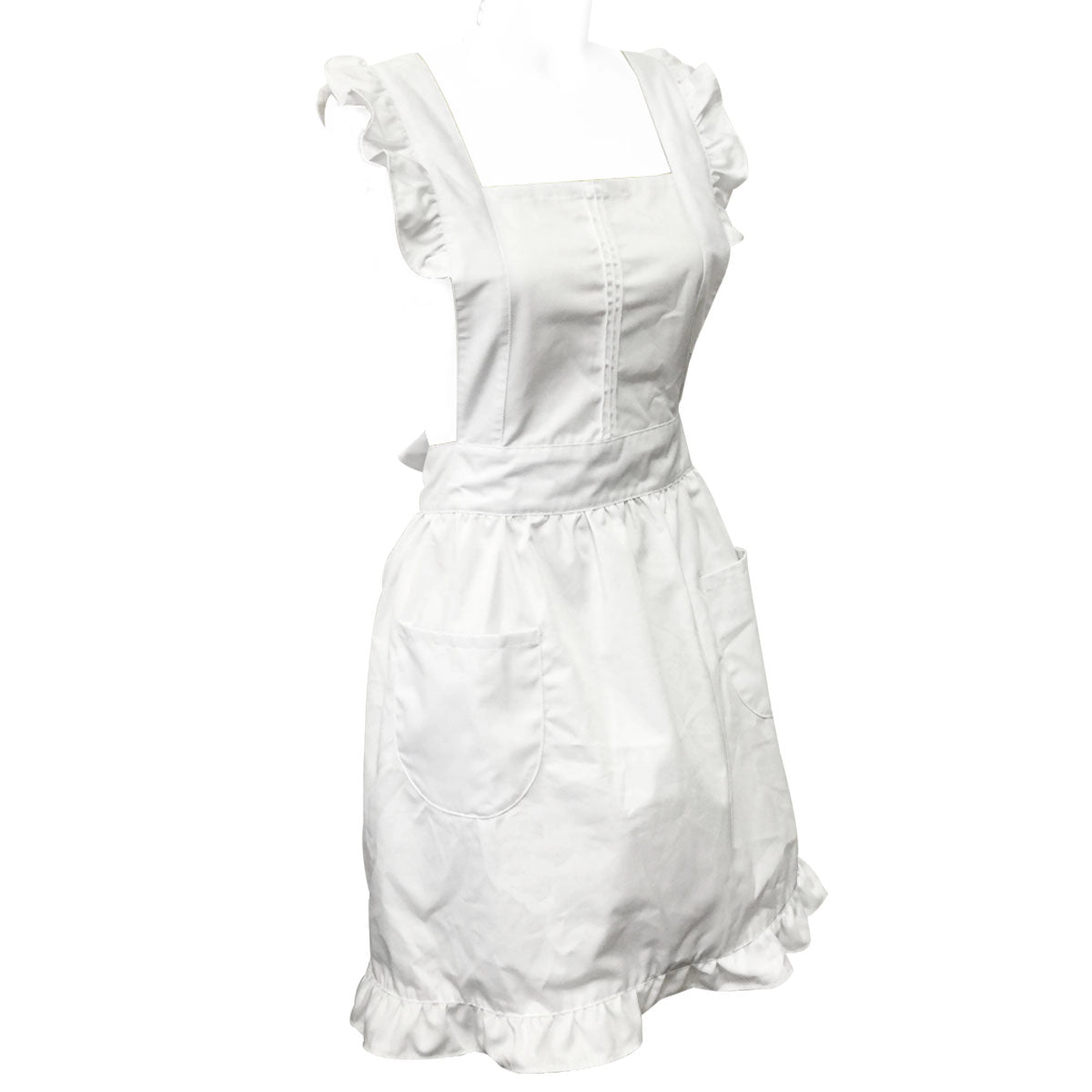 Wrapables Women's Retro White Apron with Pockets for Cooking or Cosplay, Halloween Costume Accessories