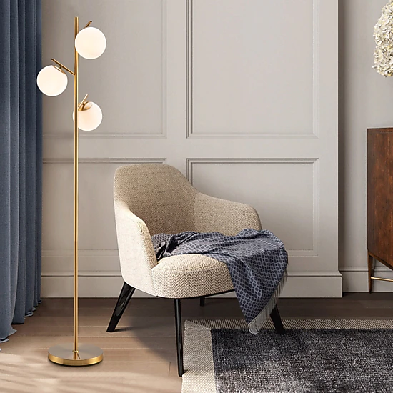 SlickBlue 3 Globe Floor Lamp with Foot Switch E26 Bulb Bases