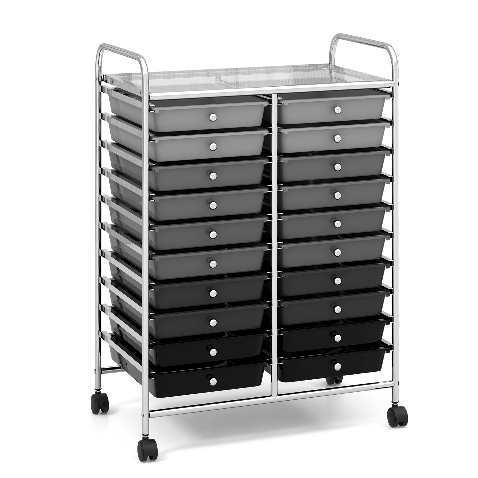 SUGIFT 20-Drawer Rolling Cart Inventory and Shipping Supply Organizer with Locking Wheels for Office