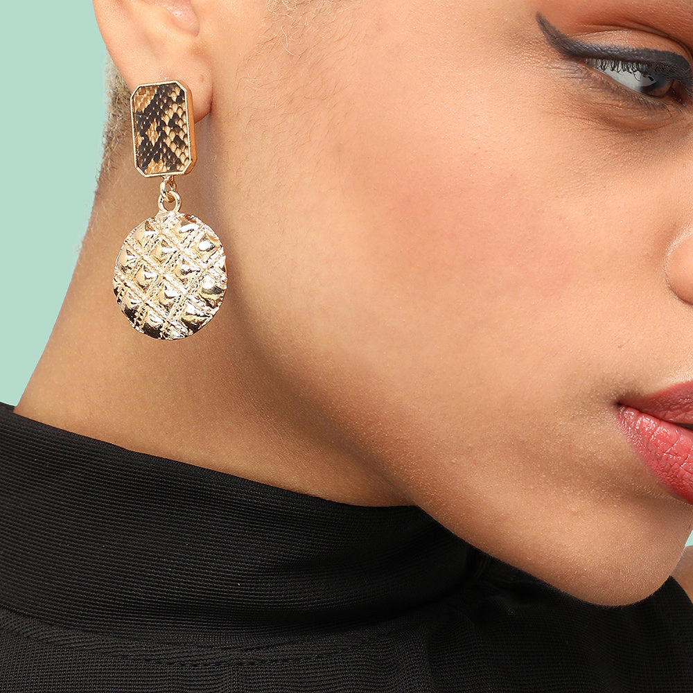 SOHI Women's Gold-Toned Geometric Snake Drop Earrings