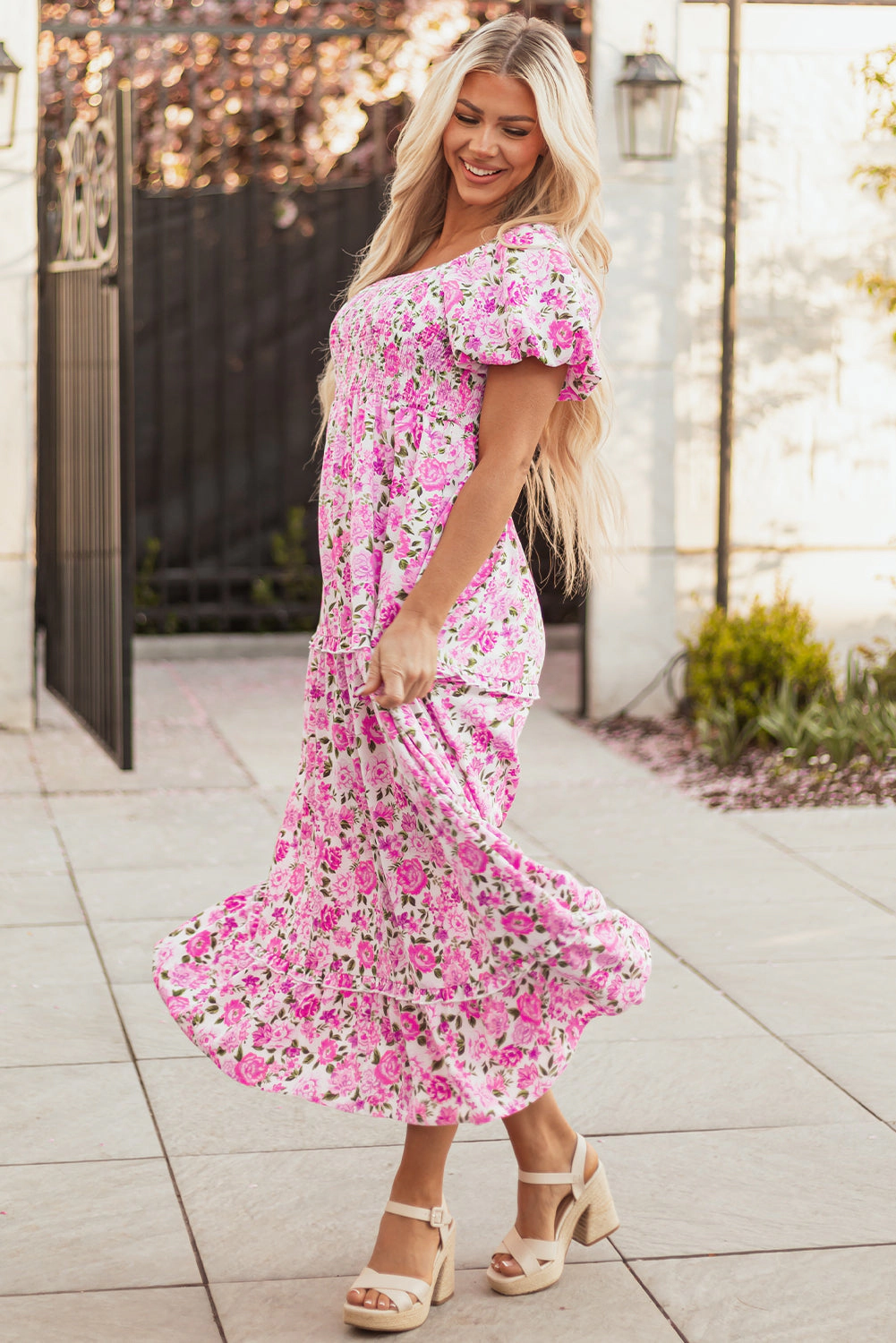 Threaded Pear Women's Raina Sleeve Flowy Long Dress