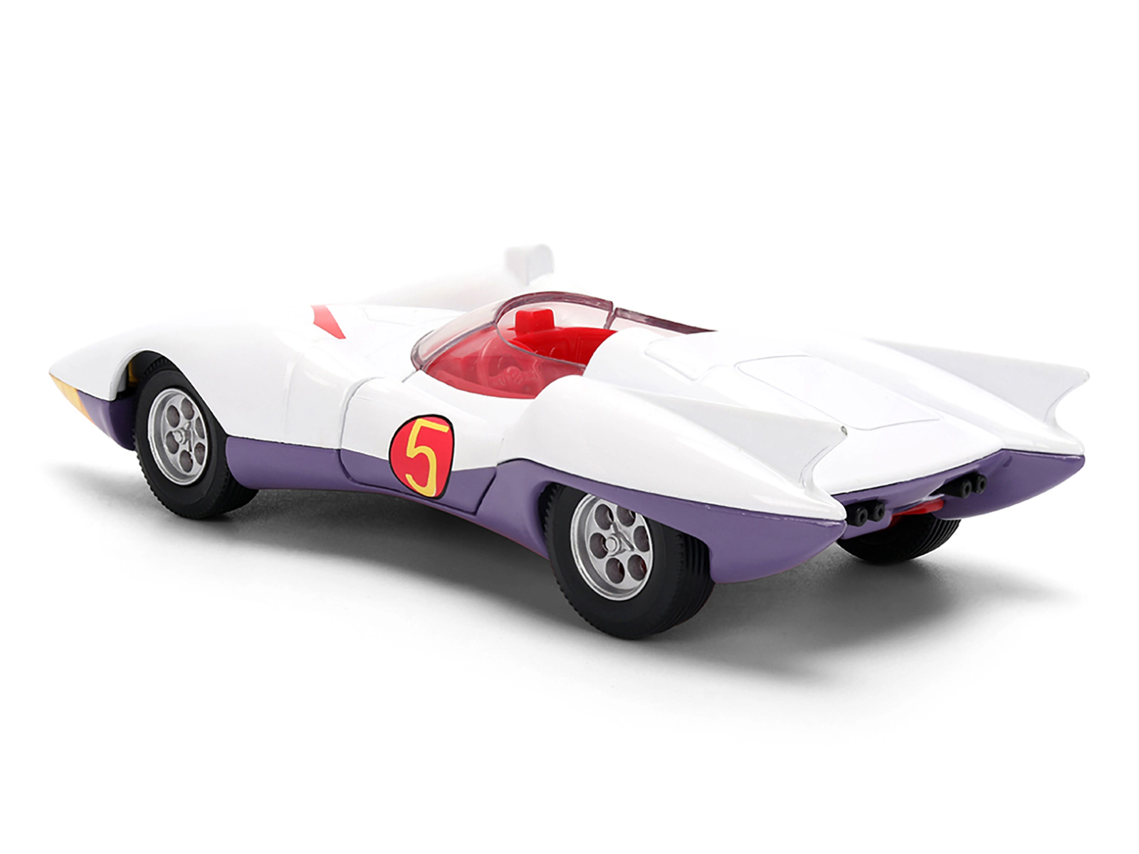 Jada Mach 5 White with Red Stripes and Interior "Speed Racer" (1967) TV Series "Anime Hollywood Rides" Series