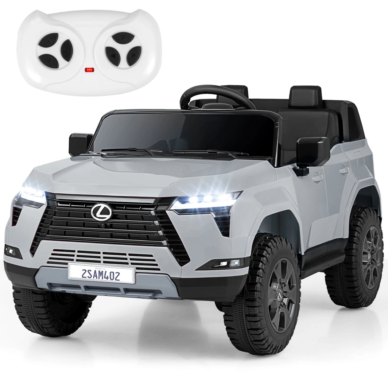 SUGIFT 24V 4WD Licensed LEXUS GX550 Ride-On Car with Remote 110-lb Capacity Ages 3+ Black Gray Pink White