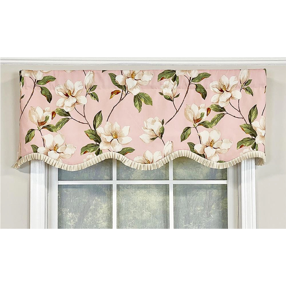 RLF Home Magnolia Ruffled Provance Valance Petal Pink. 3" Rod Pocket 50"W x 17"L