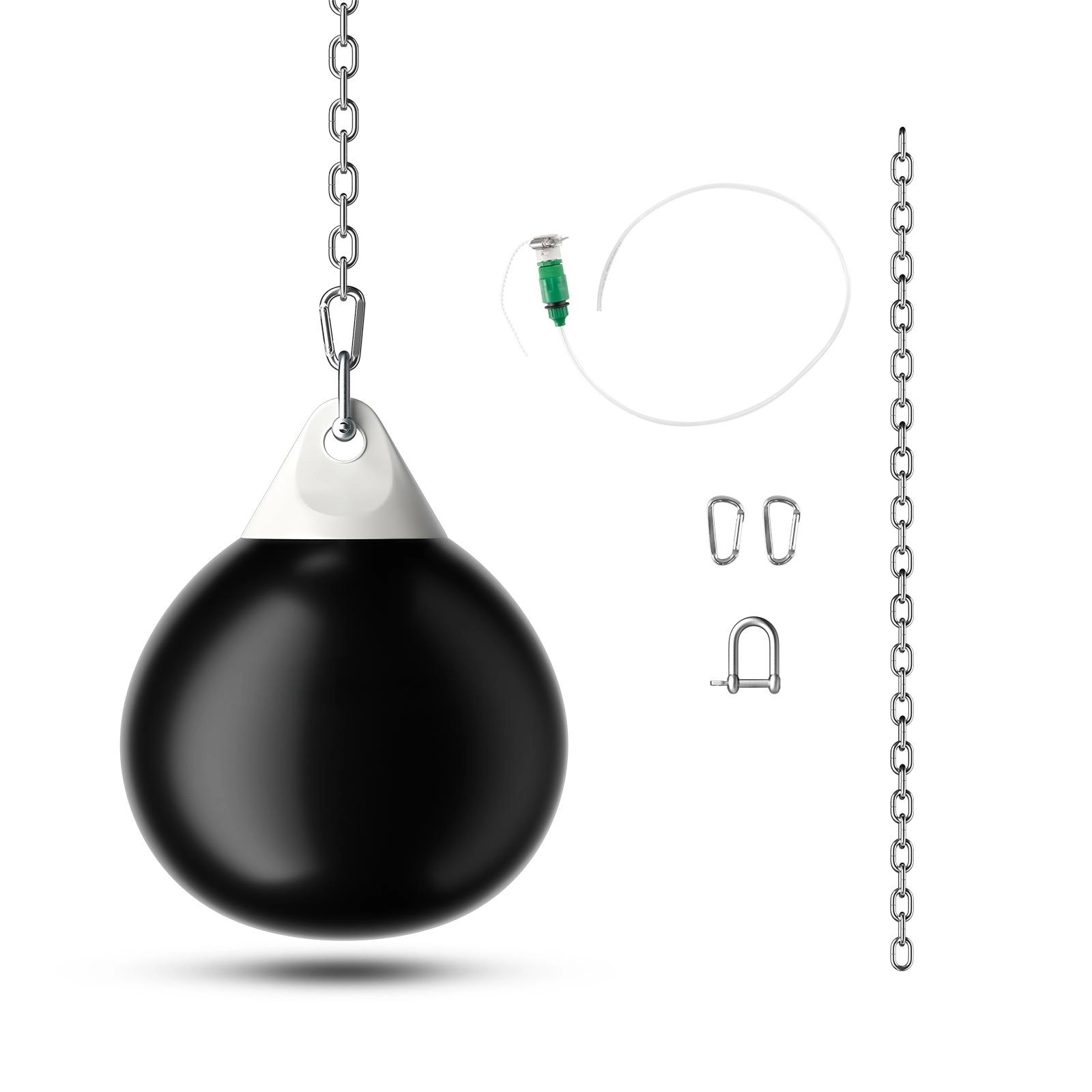 SUGIFT Black Adult Water Punching Bag with Adjustable Metal Chain and 39-in Filling Hose 21-in Dia 28-in H