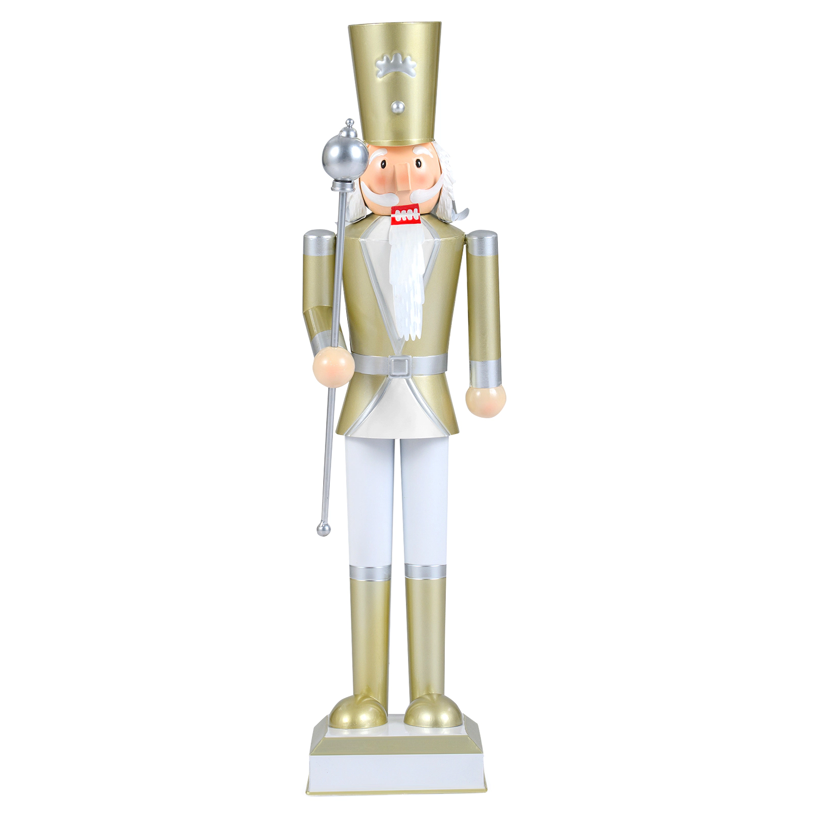 SUGIFT 32.5-in Christmas Nutcracker Figure with High Hat and Scepter White & Golden