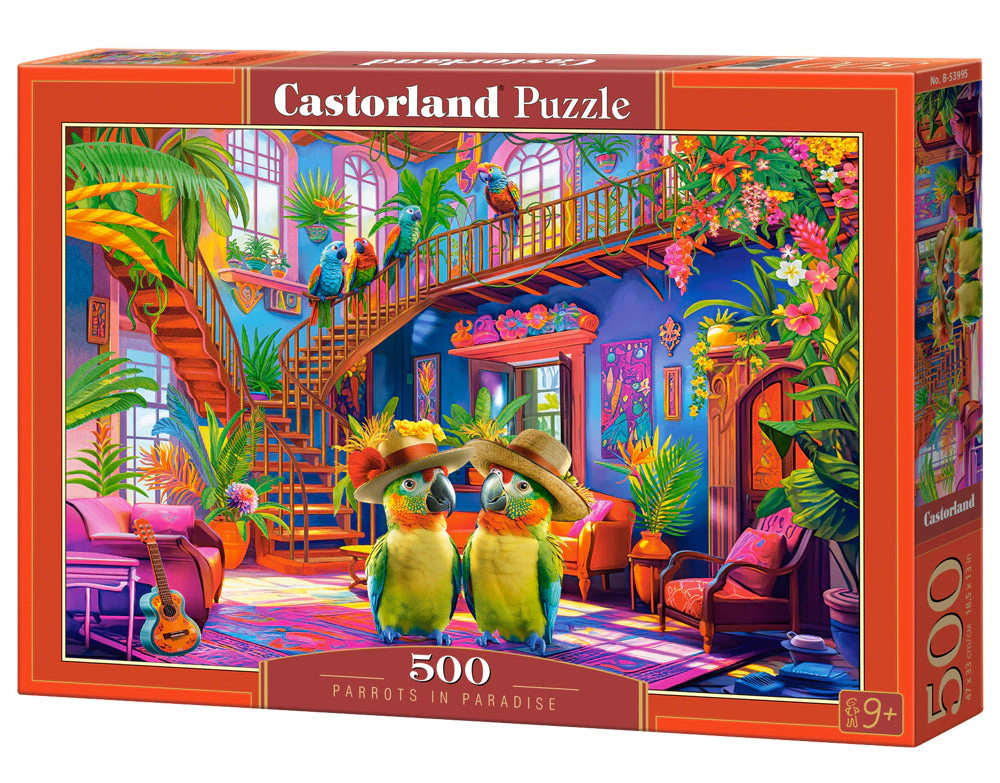 CASTORLAND 500 Piece Jigsaw Puzzles, Parrots in Paradise, Tropical interior, Animal, B-53995