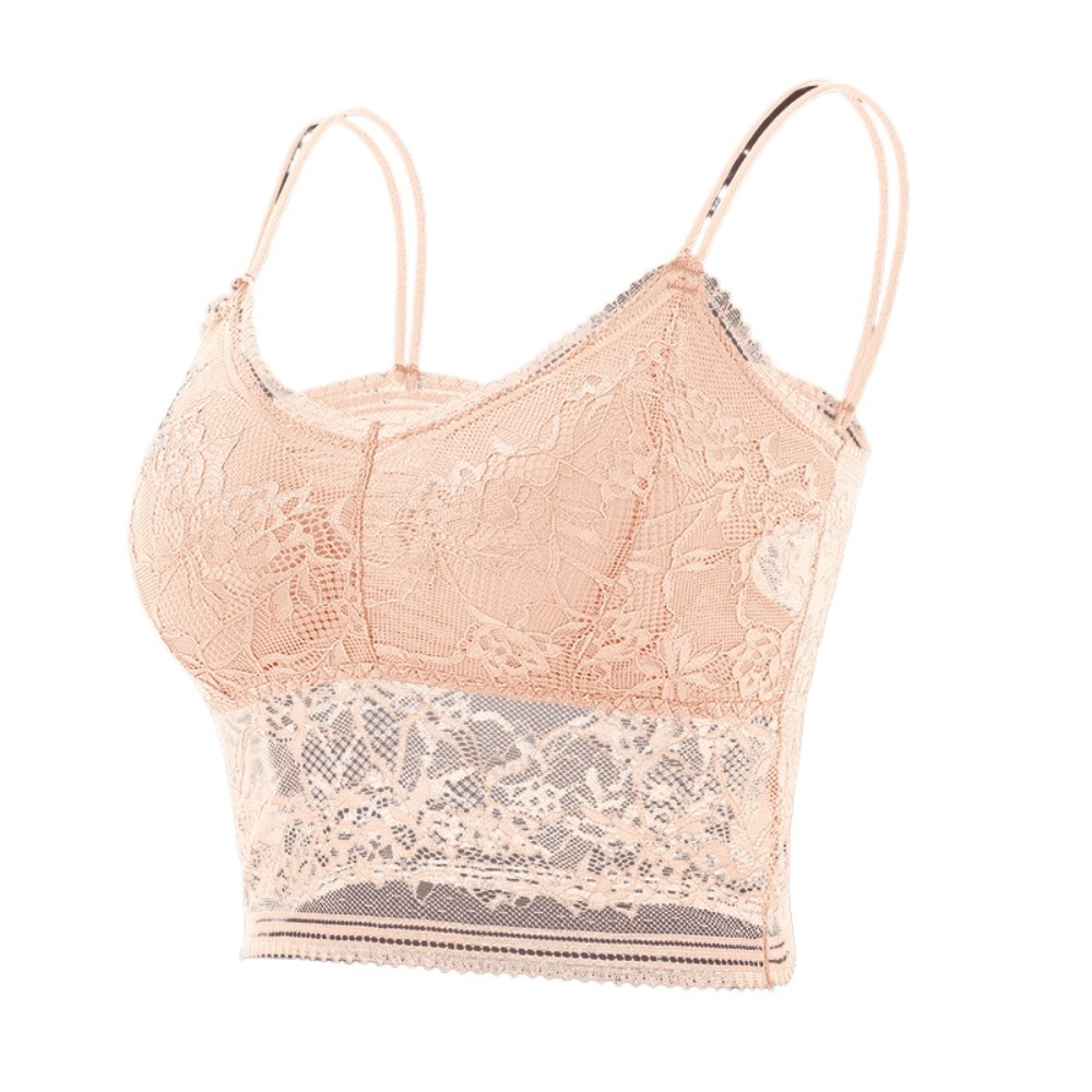 Wardrobe Whimsy Women Padded Cross Wrap Lace Strapless Bandeau Bra