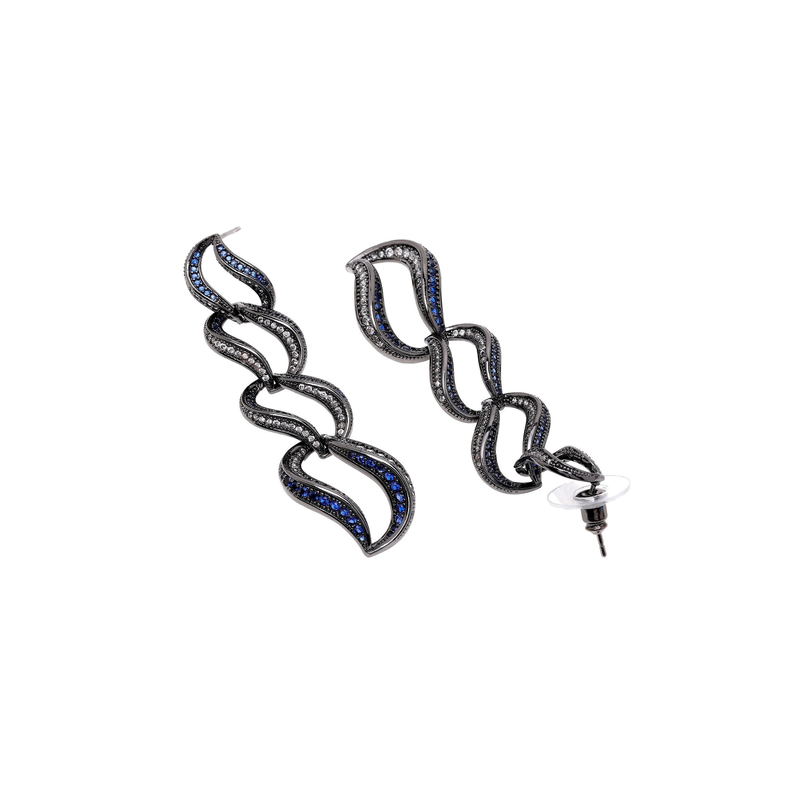 AGP PARIS Womens Dark Blue Curvy Loop Drop Earrings