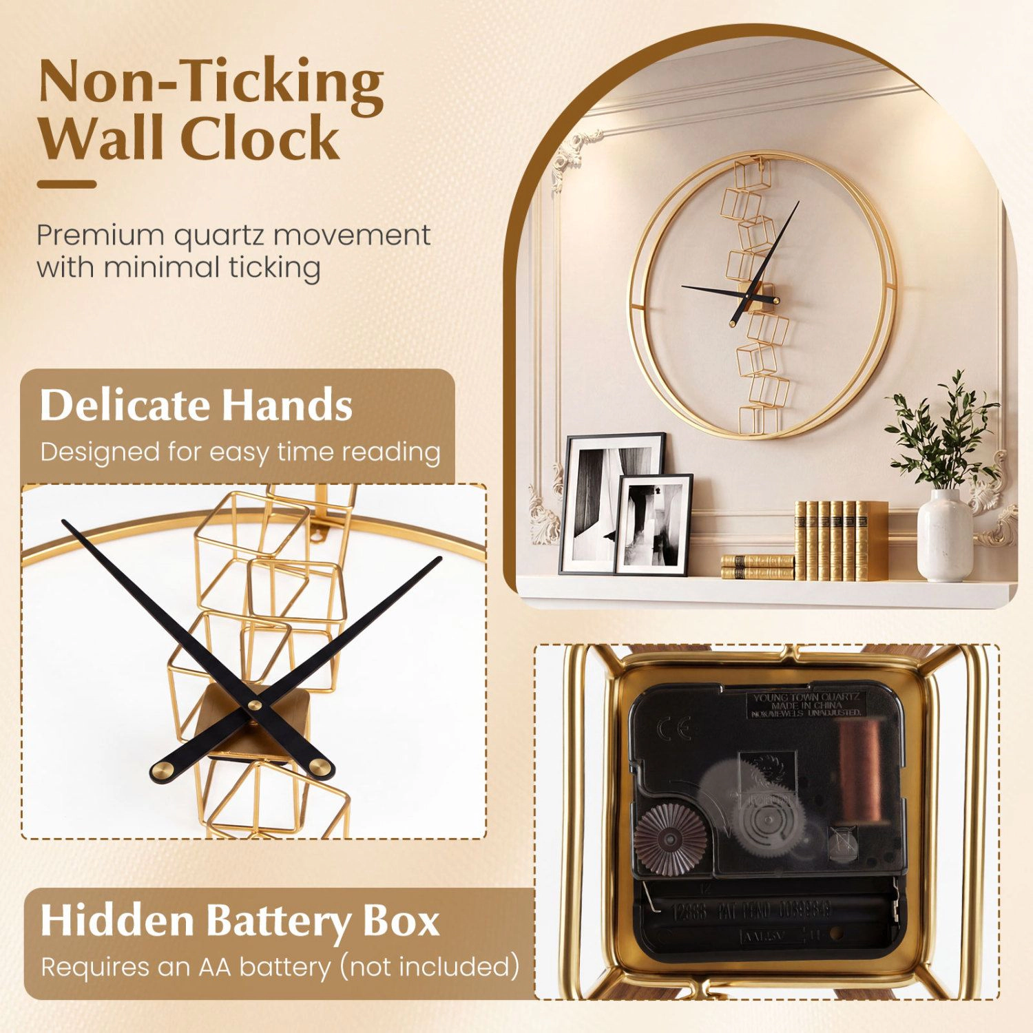 SlickBlue Unisex Nordic Style 27 Inch Metal Decorative Wall Clock
