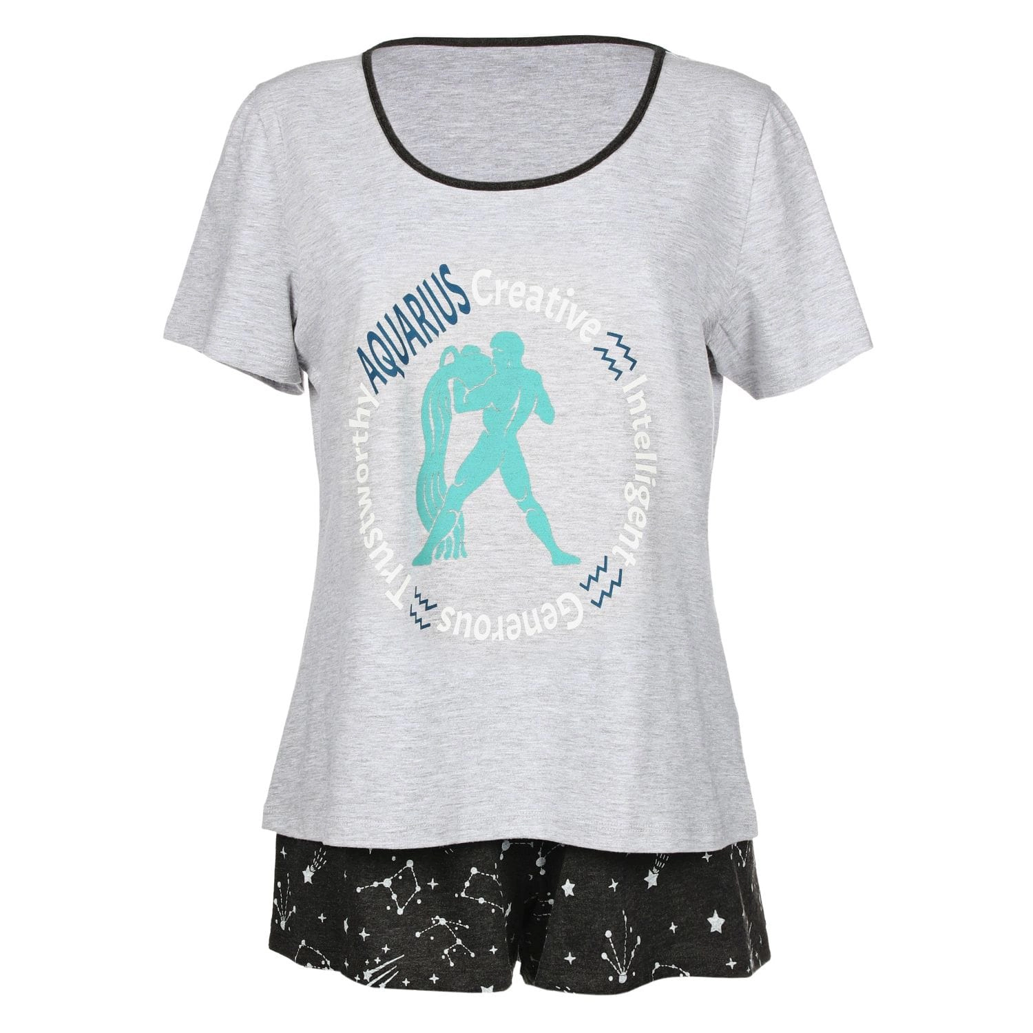 MeMoi Women's Aquarius Zodiac Sign PJ Short Set