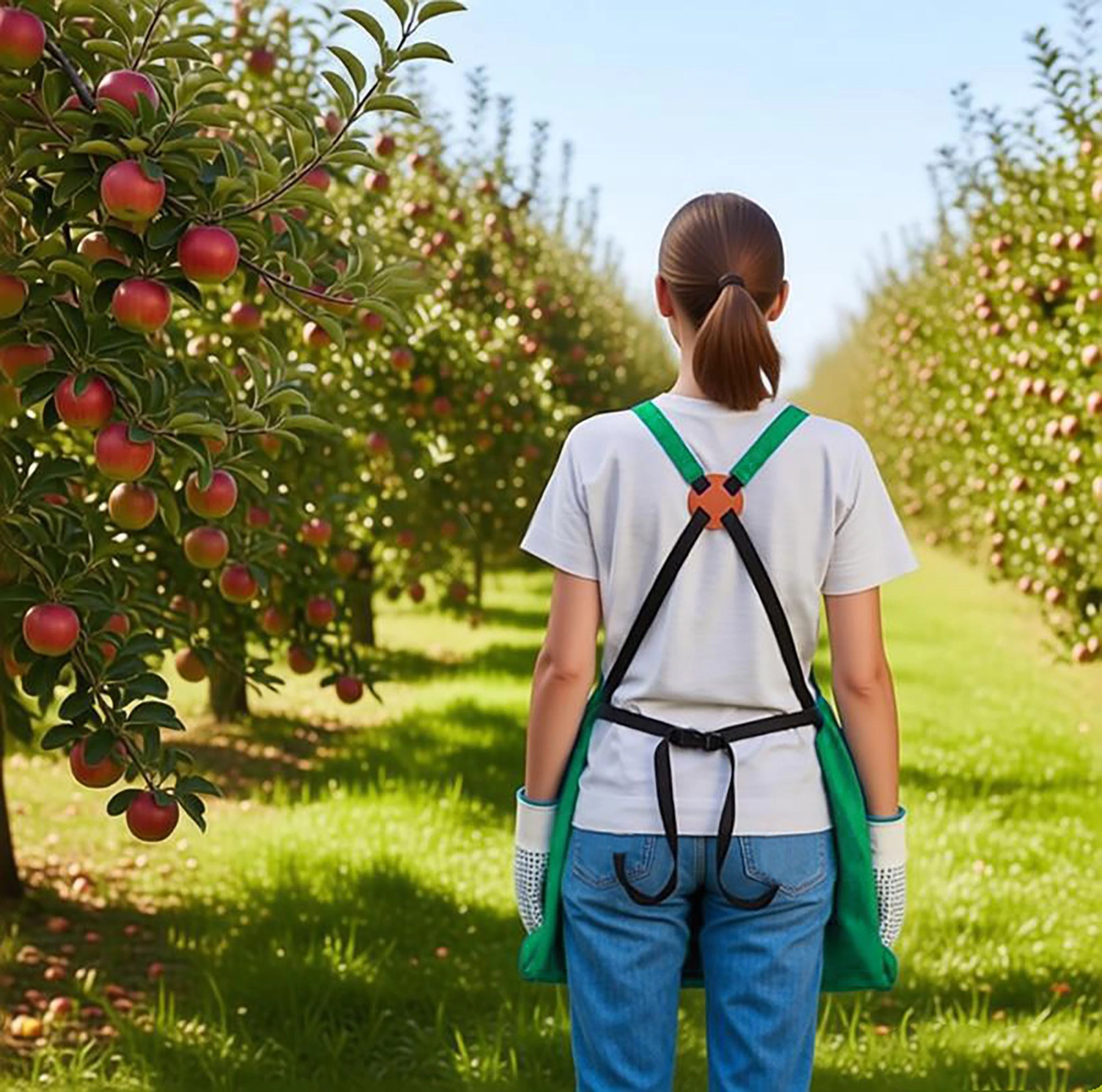 Alilang Women Full Coverage Gardening Apron with Large Harvest Pocket Oxford Fabric for Yard Fruit Picking