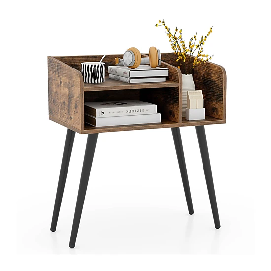 SlickBlue Mid Century Modern Nightstand with Open Storage Shelves