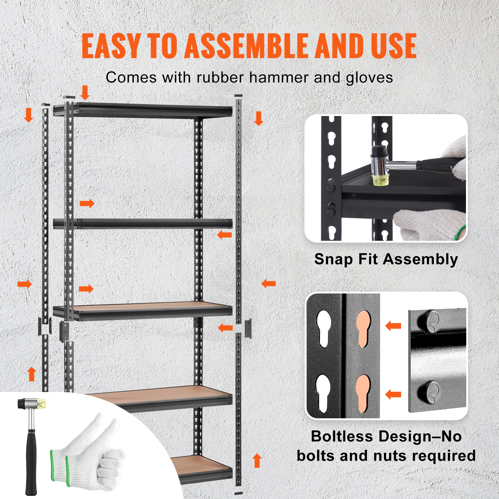 HONGGE 5-Tier Adjustable Garage Shelving Unit, 35 x 18 x 71 Inch Heavy Duty Metal Rack, Holds 2000 lbs, Black