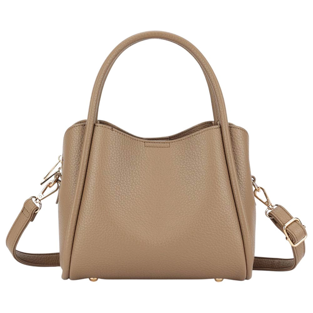 FASHNZFAB Faux Leather Structured Top Handle Crossbody Handbag