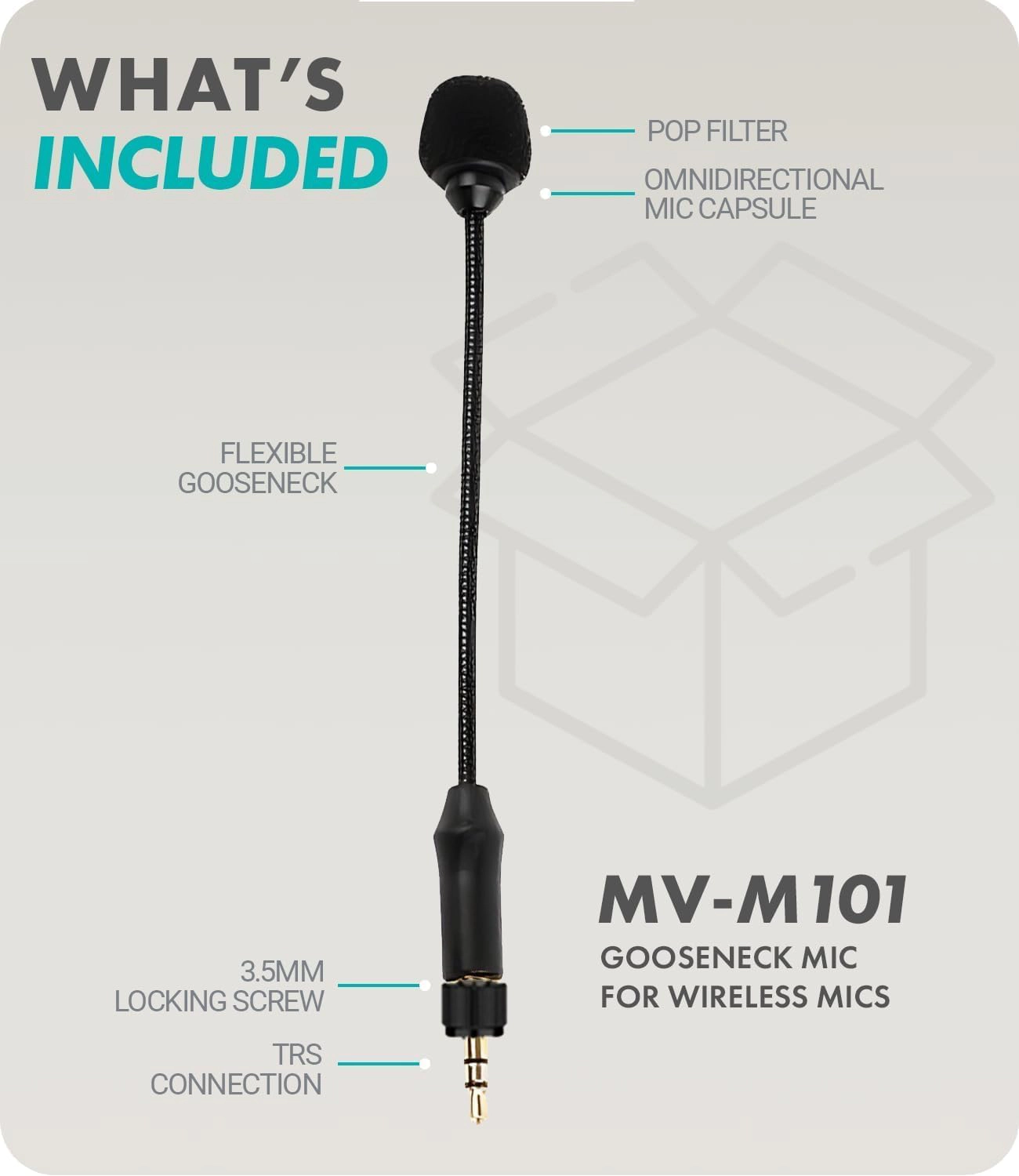 Movo MV-M101 Gooseneck Omnidirectional Lavalier Microphone