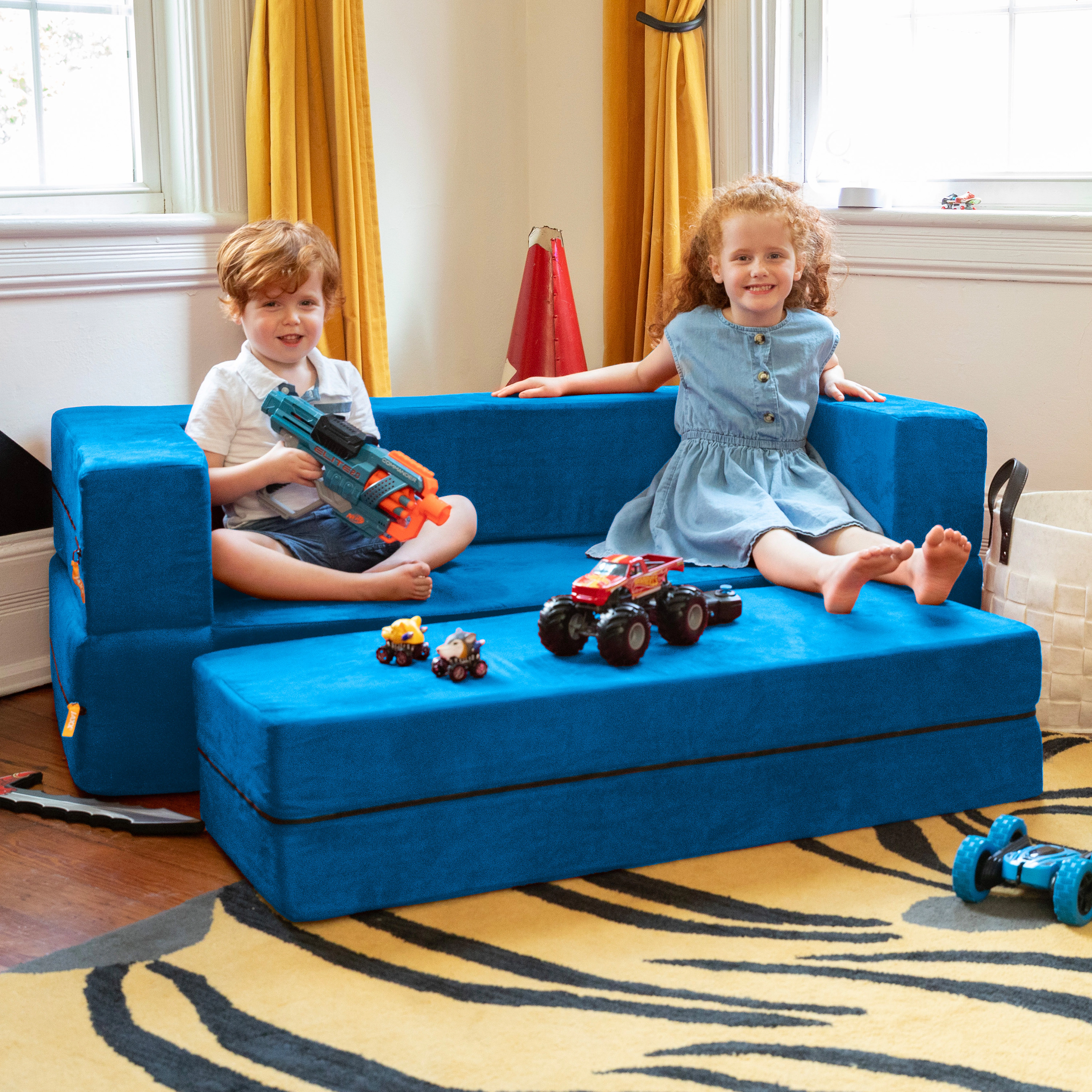 Zipline Kids Sofa & Large Ottoman, 3 1 Fold Out