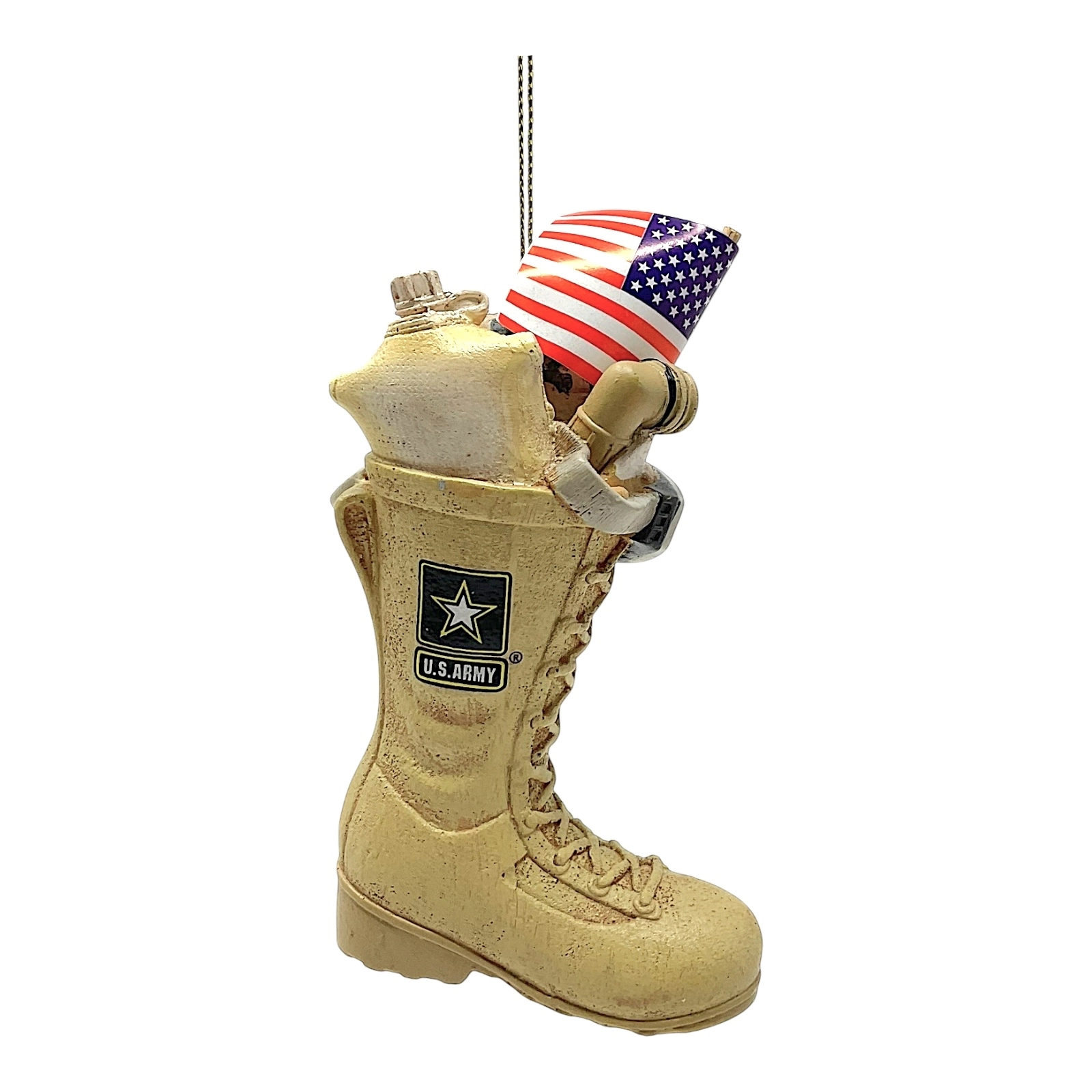 Kurt Adler US Army Boot with USA American Flag and Icons Resin Christmas Tree Ornament 4.75 inch