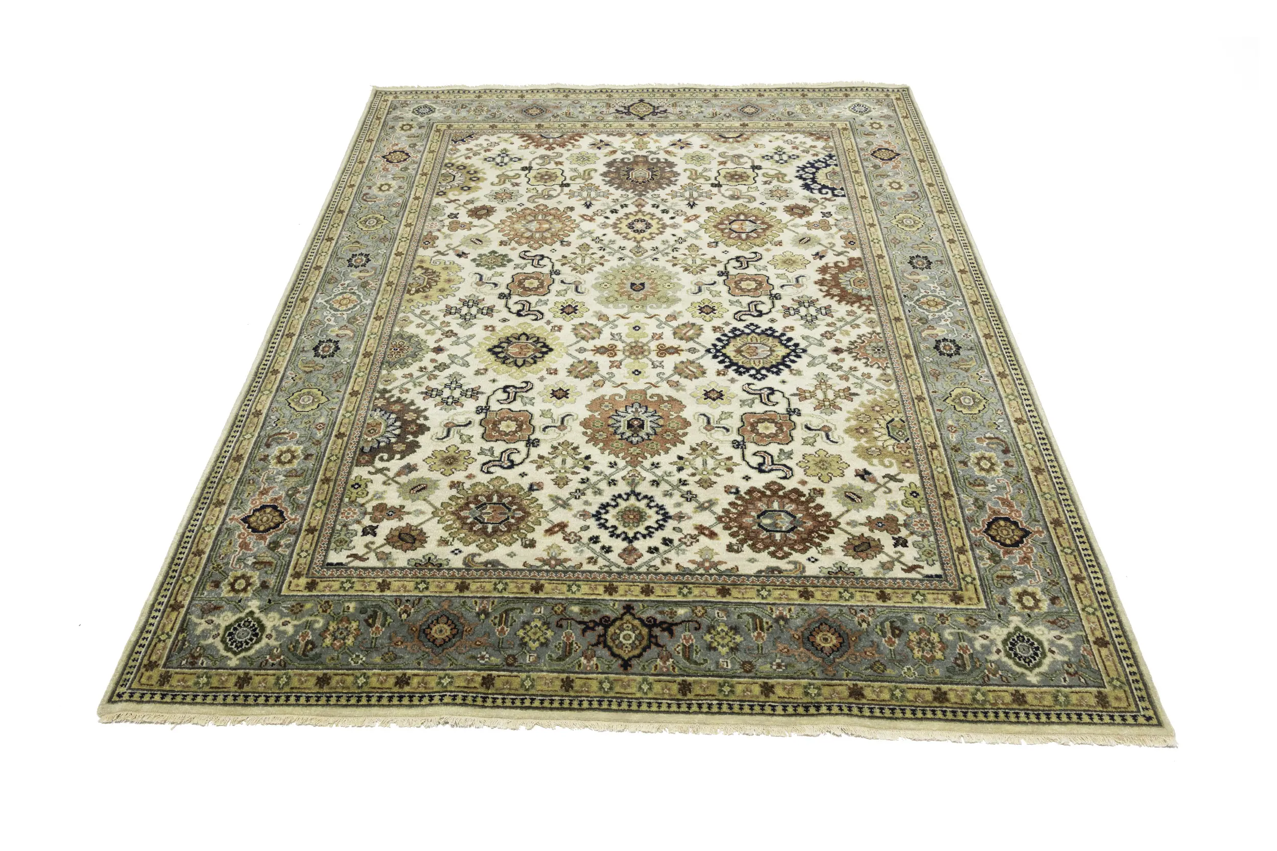 Magic Rugs Cream Tribal Geometric 8X10 Indo-Karajeh Oriental Rug