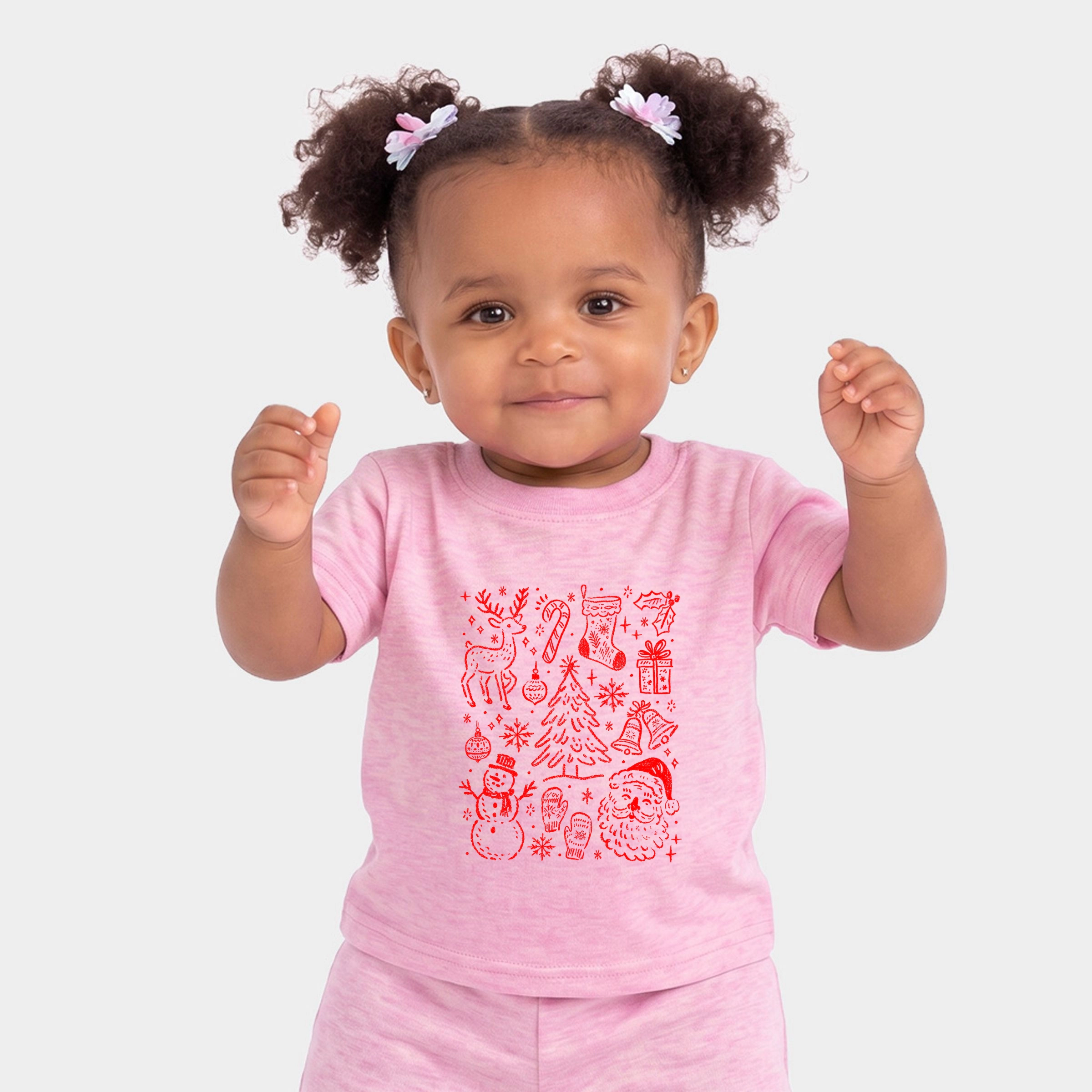 The Juniper Shop - Infant Jogger Pant Crew Set Christmas Chalk Icons