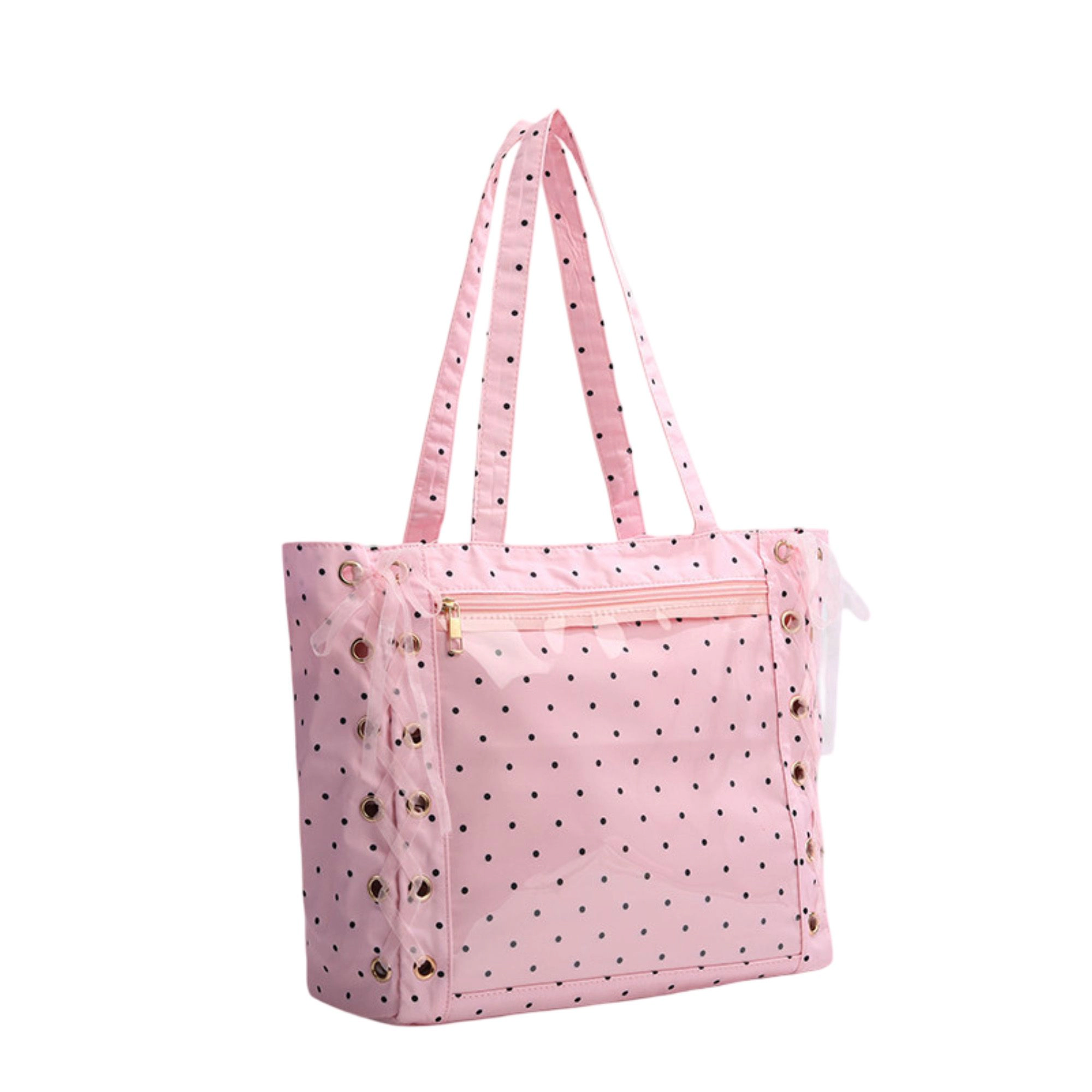 Alilang Women's Clear Polka Dot Tote Bag for Women, Large Transparent Shoulder Bag with Bow Detail