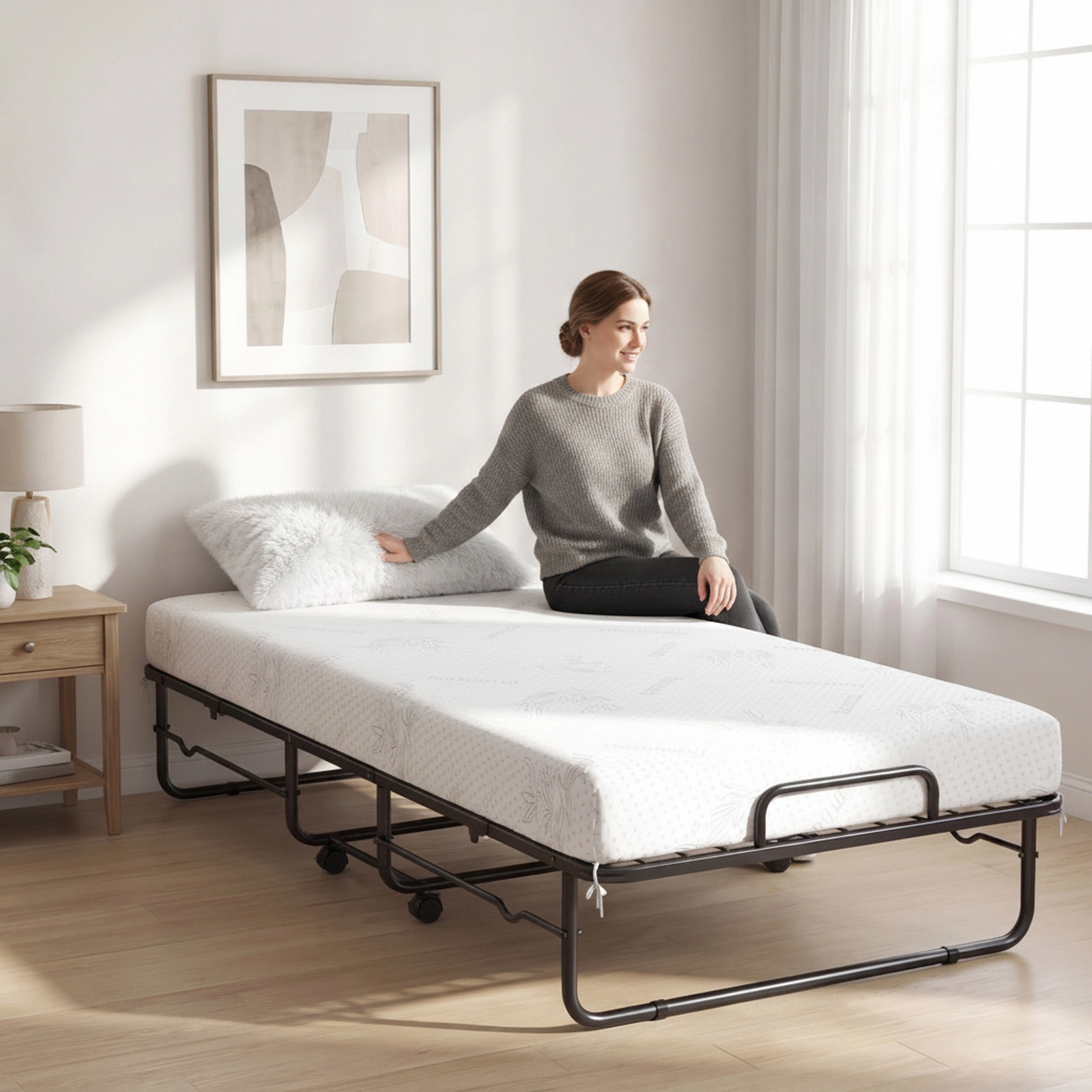 SUGIFT Twin Folding Bed, 5-in Gel Memory Foam Mattress, 485-lb Capacity, Black