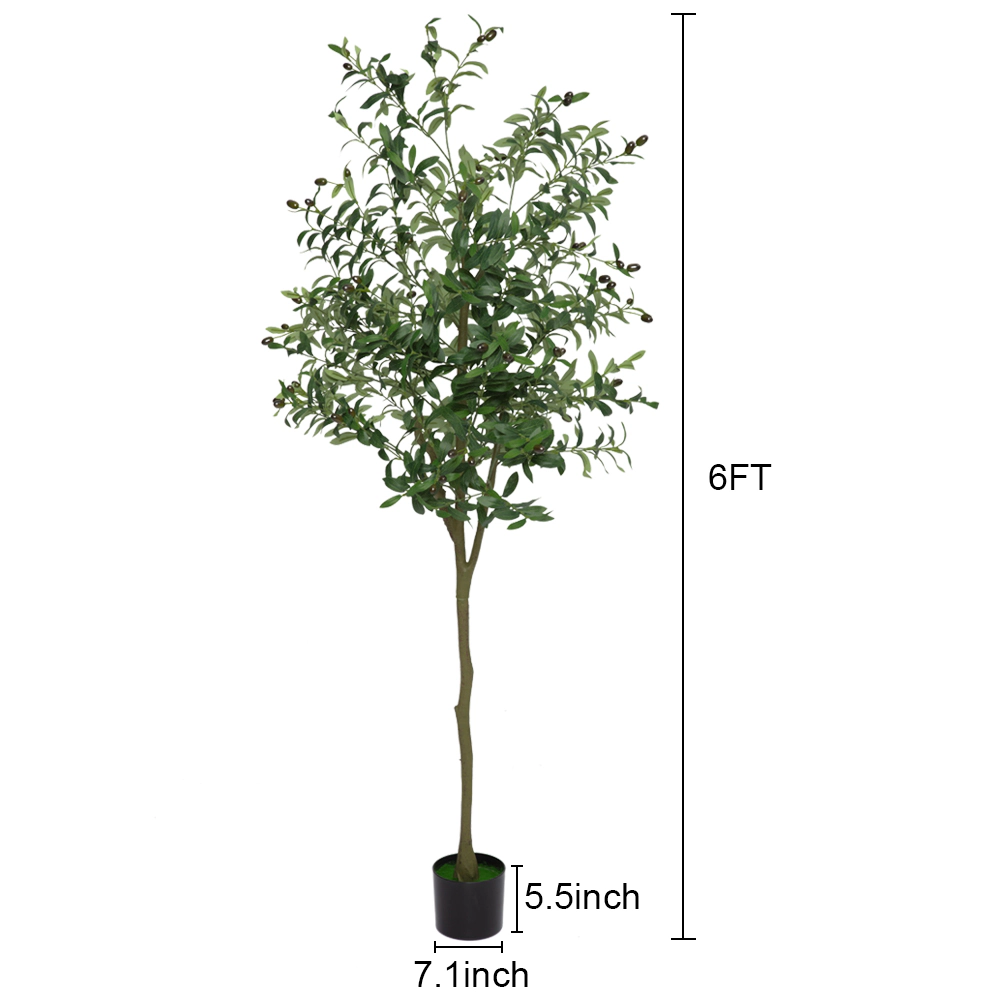 Faux Olive Tree 5Ft, Fake Black Olive Tree with Pot, Indoor Tall Artificial Plants for Living Room Home Office