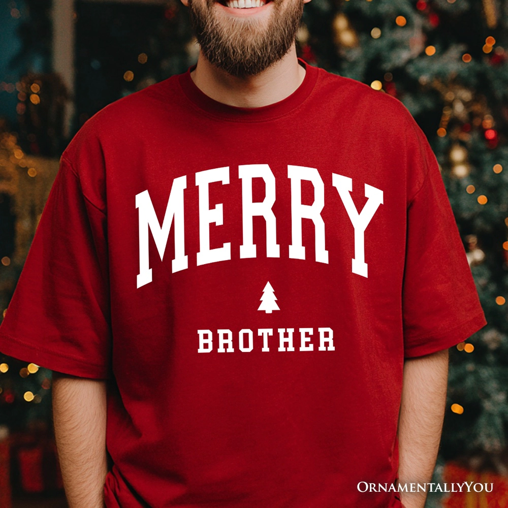 OrnamentallyYou Mens Merry Brother Retro Christmas T-Shirt