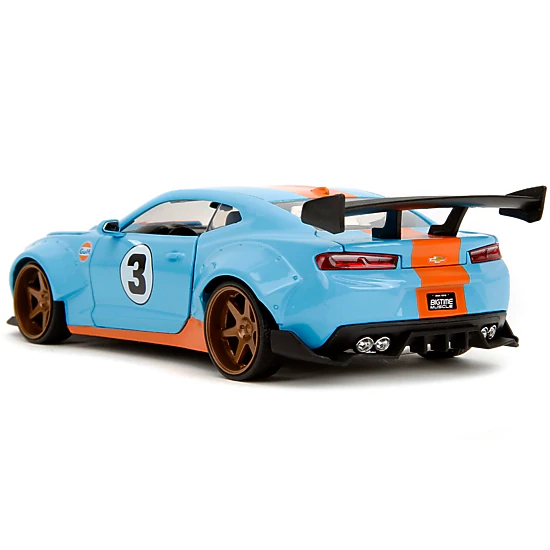 Jada 2016 Chevrolet Camaro Widebody #3 Light Blue with Orange Stripes "Gulf Oil" "Wide Body" Series 1/24