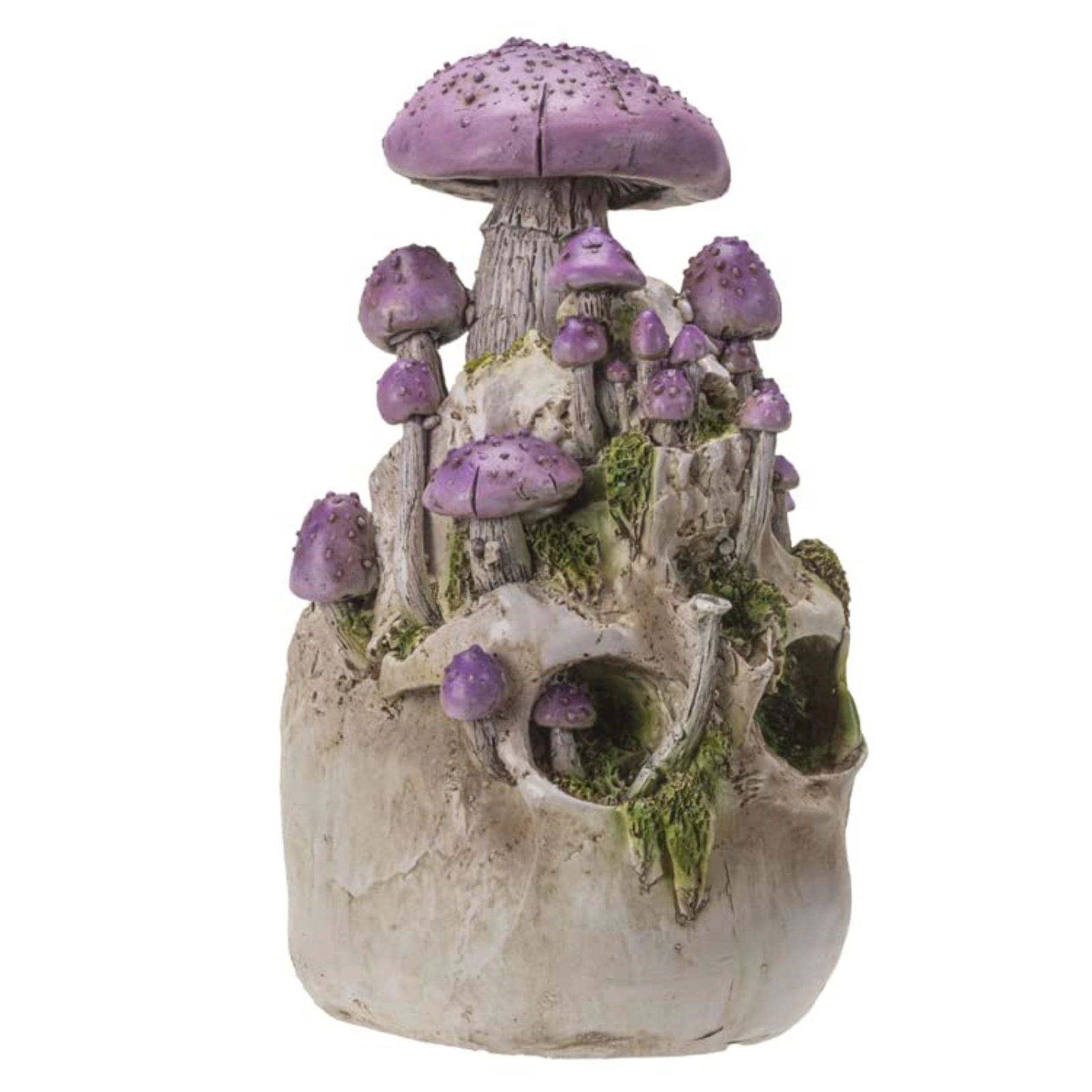 Pacific Giftware Skull with Purple Mushrooms Figurine 8.7 inch Tall Resin Halloween Home Decor